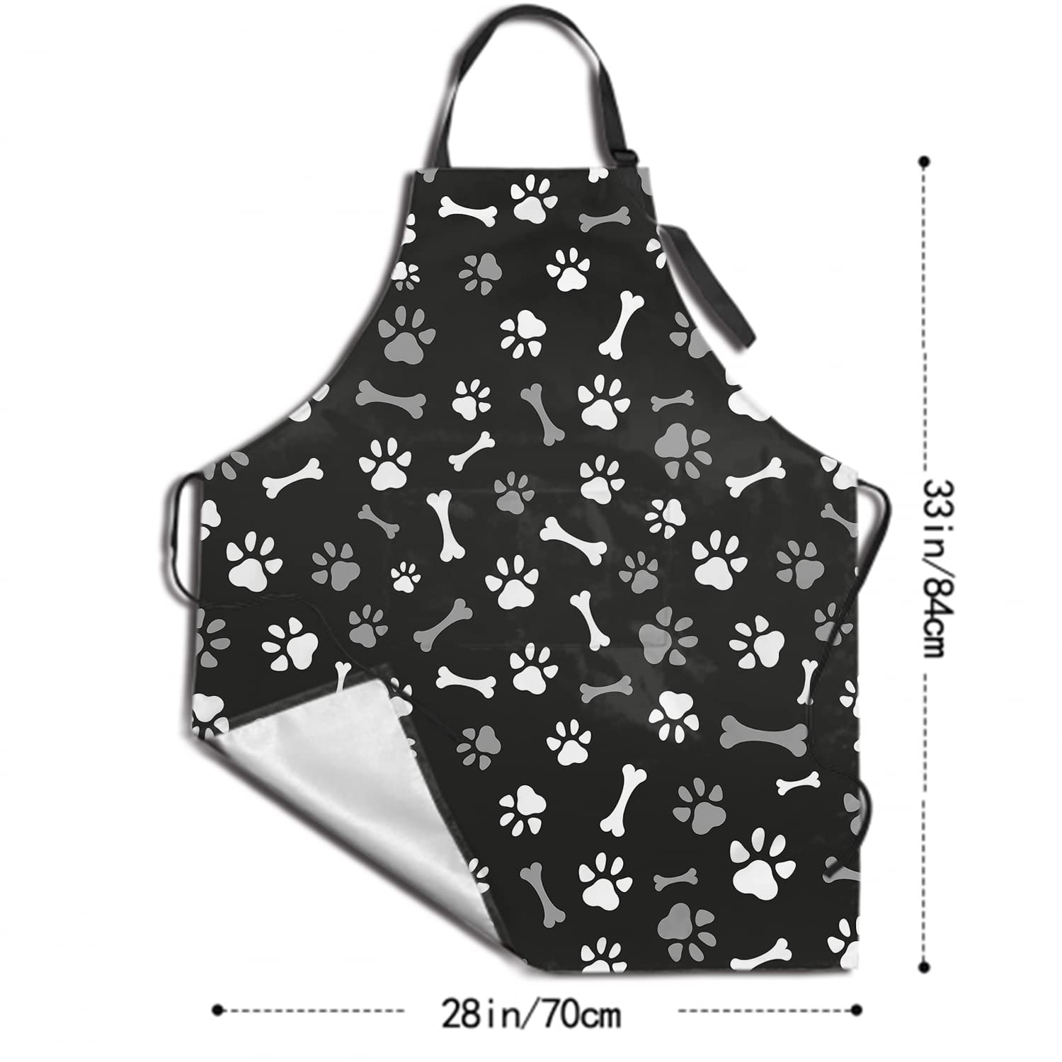 Sweetshow Dog Grooming Apron With 2 Pockets And Adjustable Neck Waterproof Stain Resistant Cute Bones Dog Paws Apron For Men & W