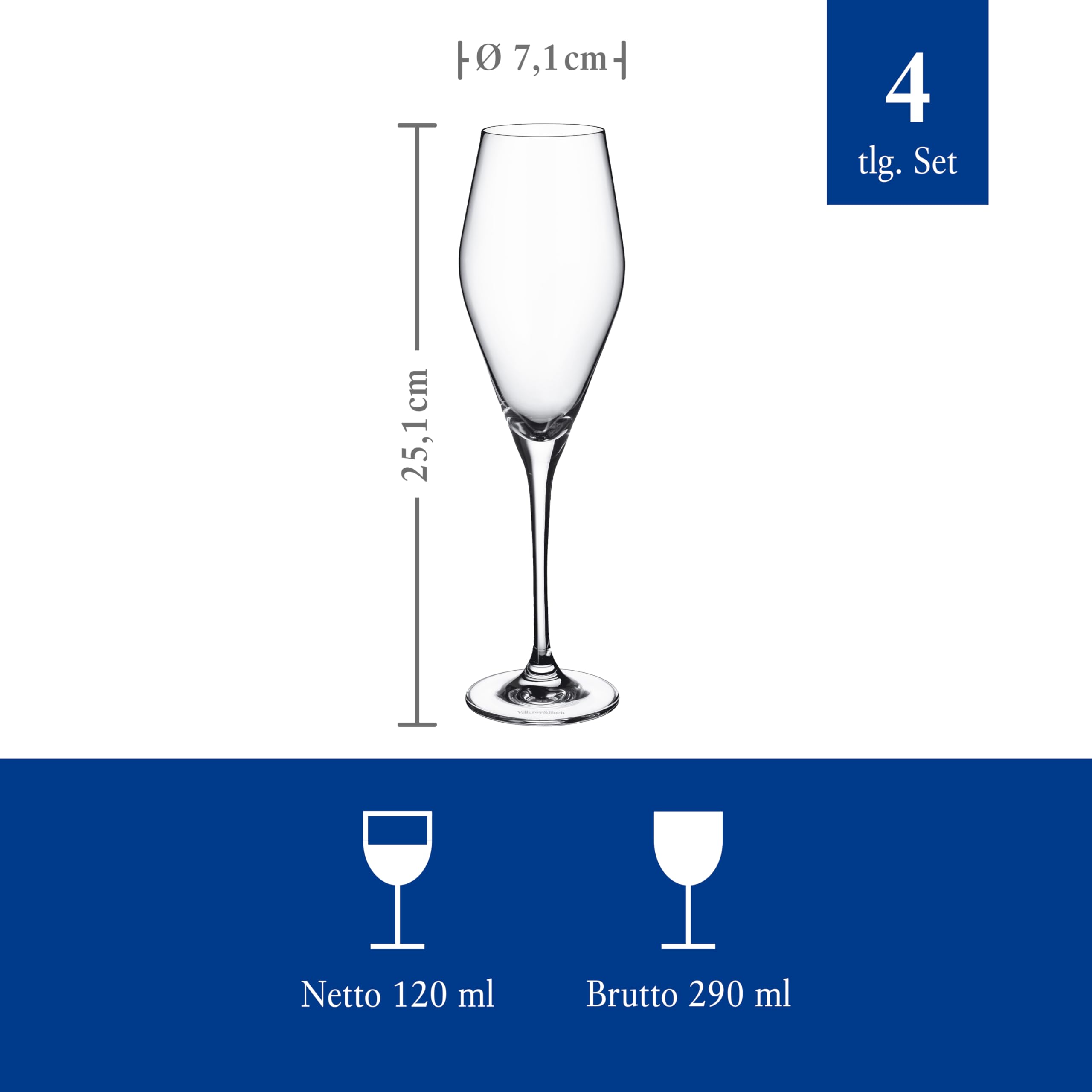 Villeroy & Boch La Divina Champagnerkelch, Set 4Tlg. Glass