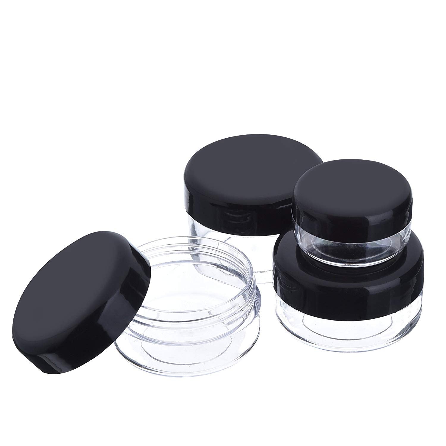 Onwon 10 Pieces Empty Clear Plastic Makeup Sample Containers With 2 Pieces Mini Spatula 3/5 / 10/15 / 20 Gram Size Cosmetic Pot