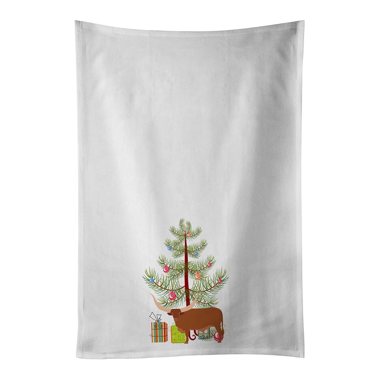 Ankole-Watusu Cow Christmas White Kitchen Towel Set of 2