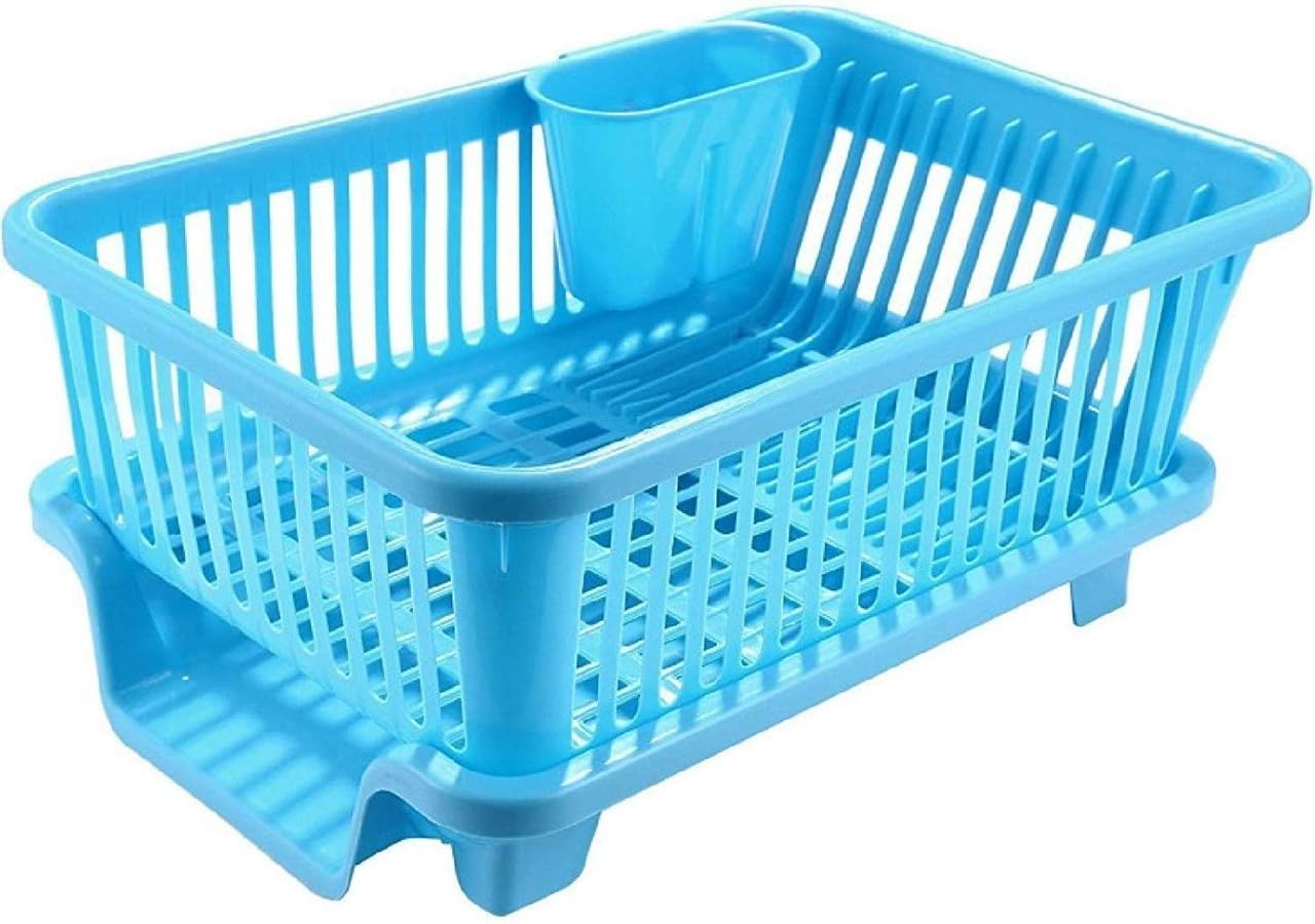 Gion Large Kitchen Dish Rack & Drainer  3 In 1 Sink Organizer With Water Tray For Plates & Utensils | Dish Drying Plastic Rack