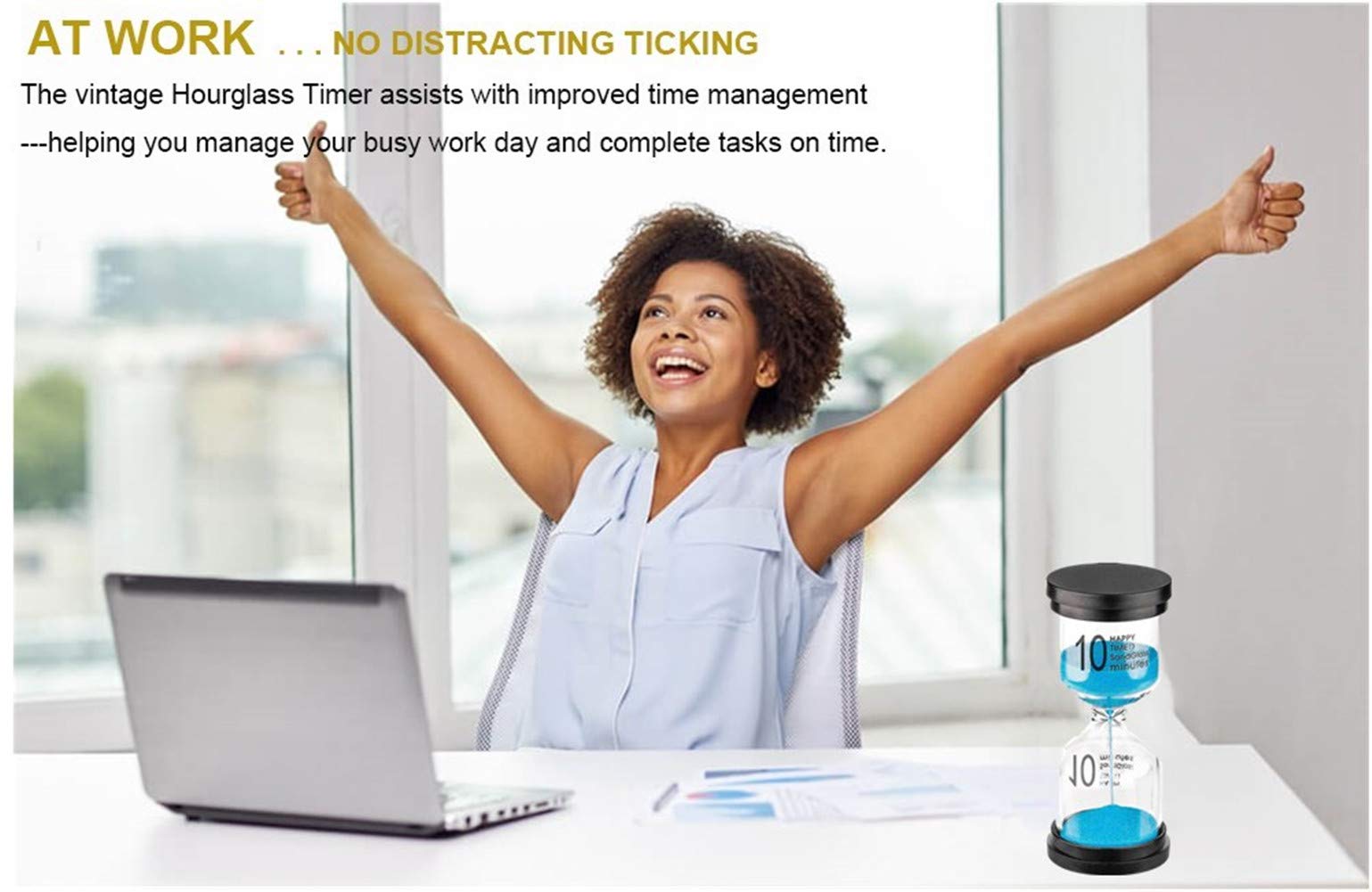 Hourglass Sand Timer 10 Minutes: Plastic Sand Clock 10 Minutes, Large Blue Sand Watch 10 Min, Colorful Hour Glass Sandglass Time