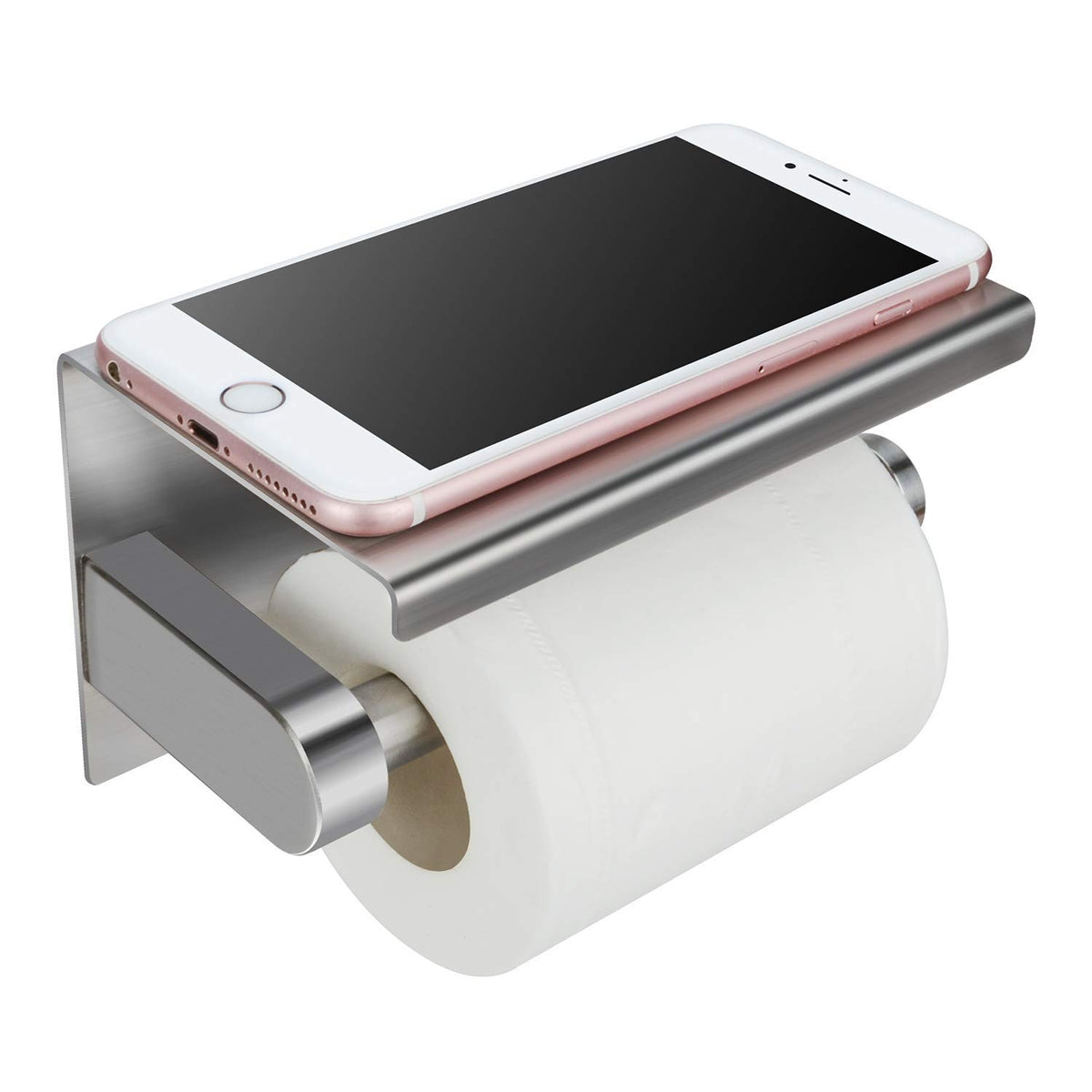 Waydeli Toilet Paper Holder With Phone Shelf, Fit Mega Rolls, Tissue Roll Dispenser With Storage Shelf, Sus304 Stainless Steel,