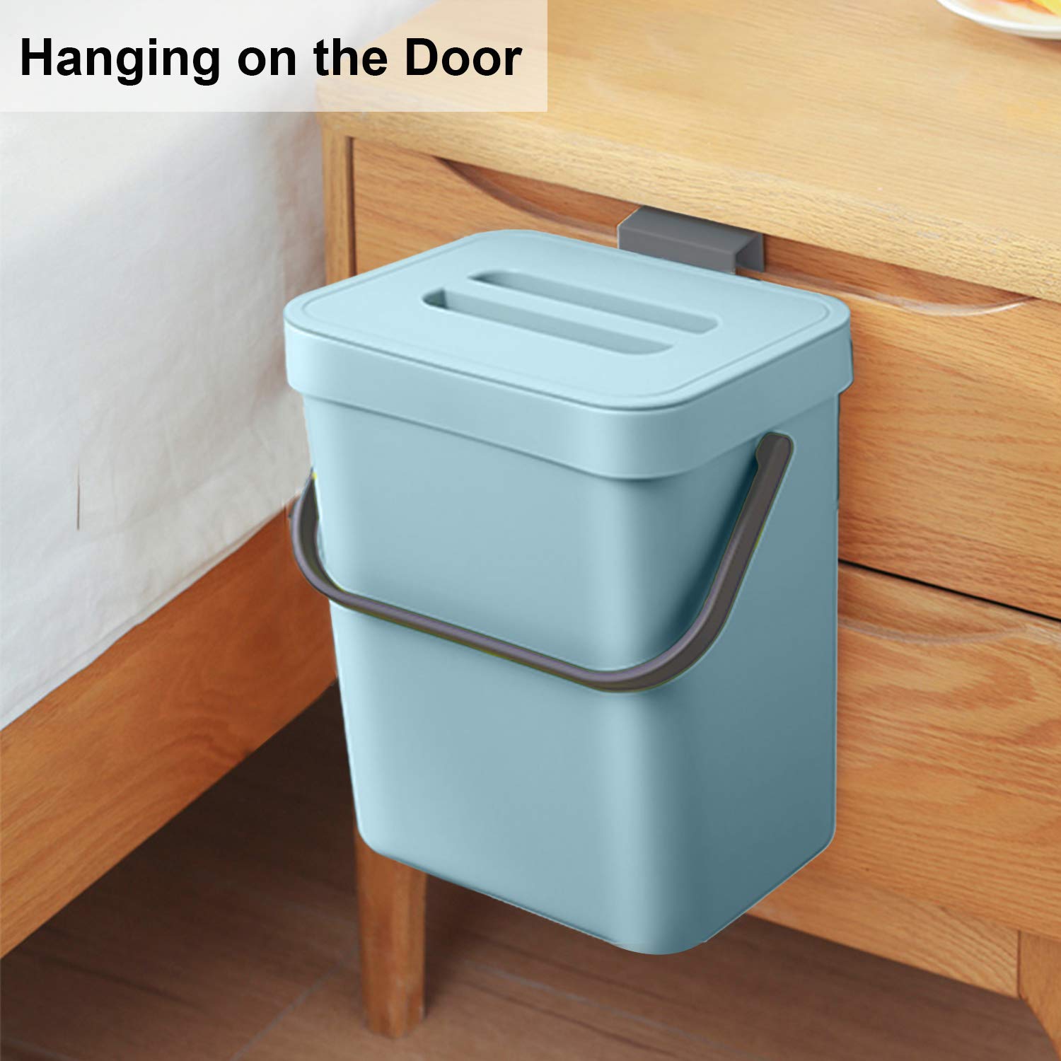 Lalastar Small Trash Can With Lid, Odorless Mini Trash Can, Plastic Hanging Waste Basket For Rv/Office/Bedroom/Dorm, 3L/0.8 Gal,