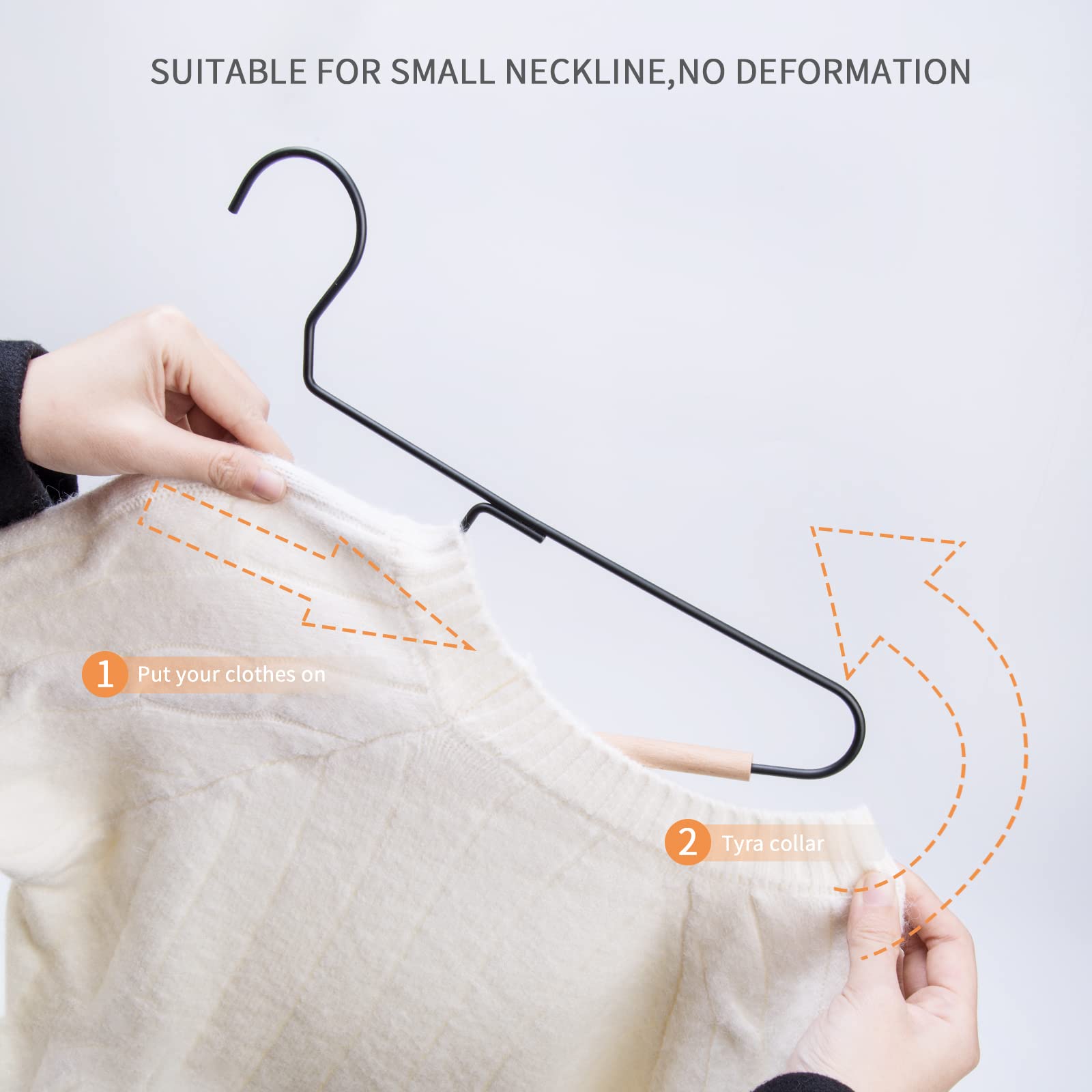 Nature Smile Premium Black Matt Metal Suit Clothes Hanger 10 Pack With A Smooth Beech Wood Pants Bar,Unique Coat Hanger Dress Ha