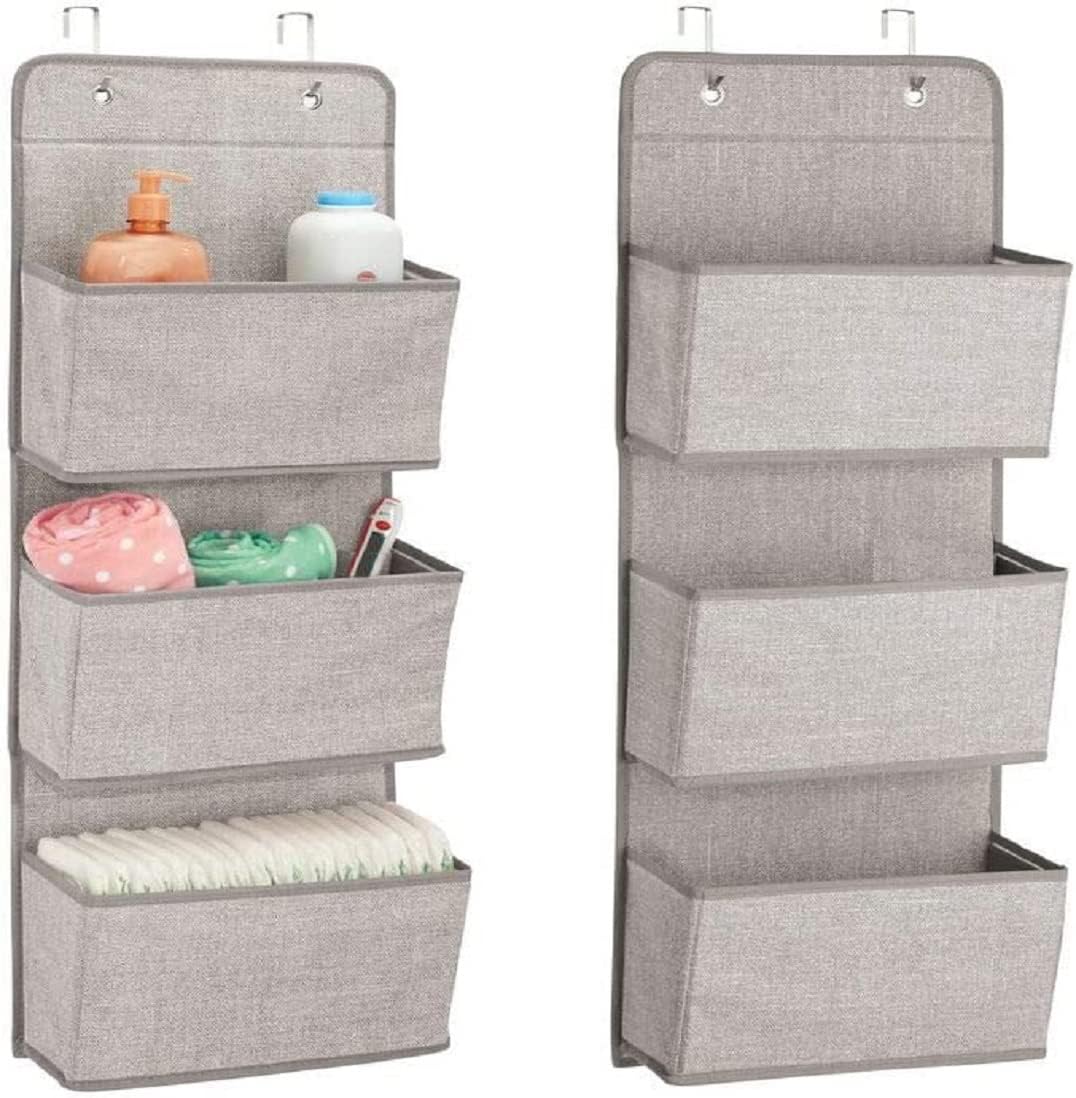 Skyfun (Label) Collapsible Fabric 3-Layered Pocket Wall Door Cloth Wardrobe Hanging Storage Cabinet Hanger Bags Box Organizer-Gr