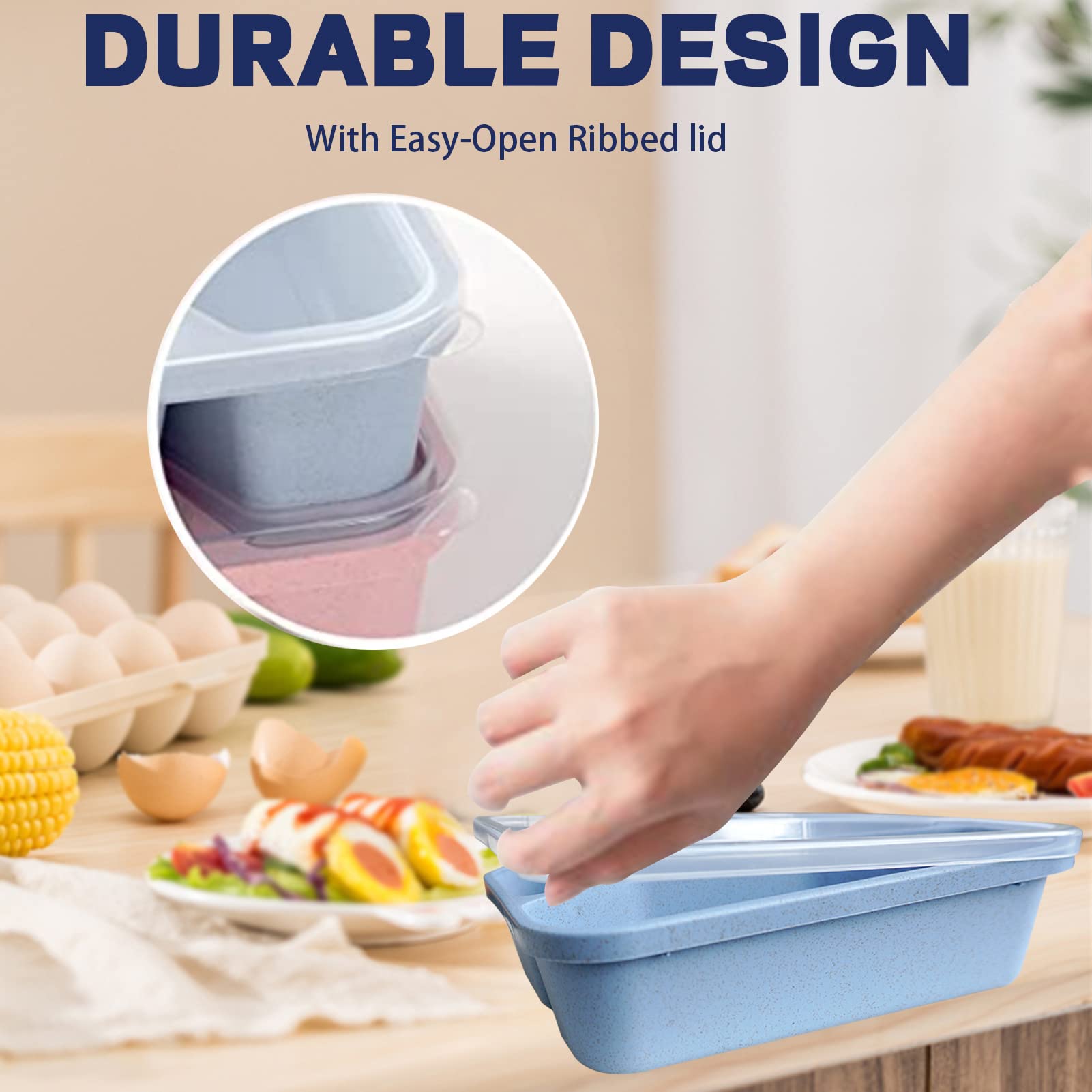 8 Pack Bento Box, Lunch Containers Wheat Straw Meal Prep Containers Reusable, Microwave And Dishwasher Safe Lunch Containers For