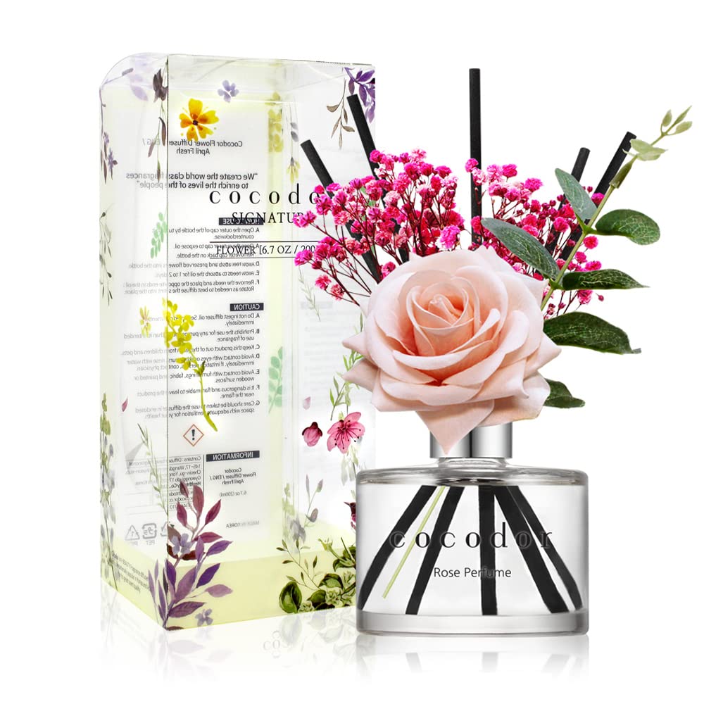 Cocodor COCODOR Rose Flower Reed Diffuser/Rose Perfume/6.7oz(200ml)/1 Pack/Reed Diffuser, Reed Diffuser Set, Oil Diffuser & Ree