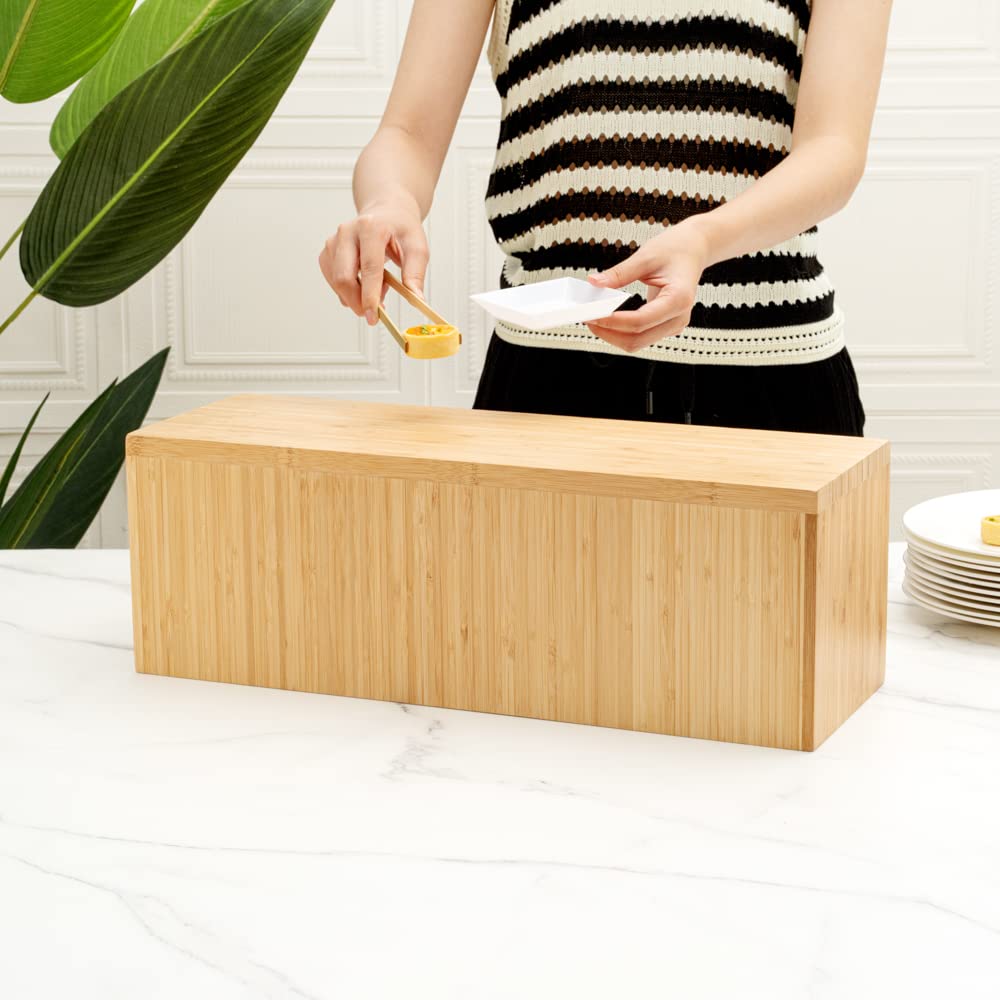 Restaurantware 20.5 X 7 X 7 Inch Display Riser 1 Rectangle Wood Bakery Display - Medium Riser For Retail Catering Or Buffets Nat