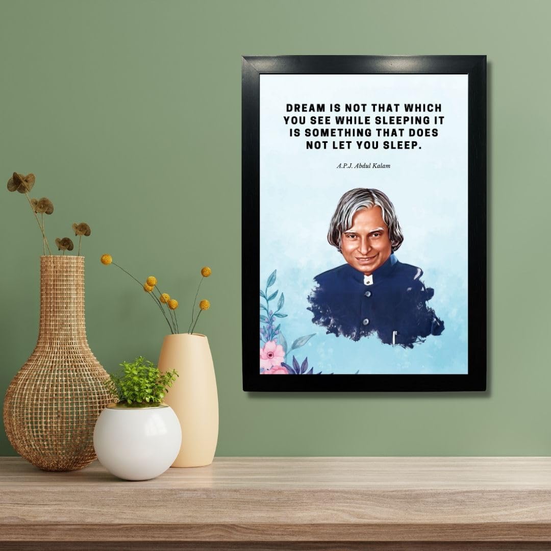 Kagaz Kala - Famous Personalities Digital Print With Motivation Quotes - Framed Quotes Poster - 13X10 Inches Synthetic (Apj Abdu