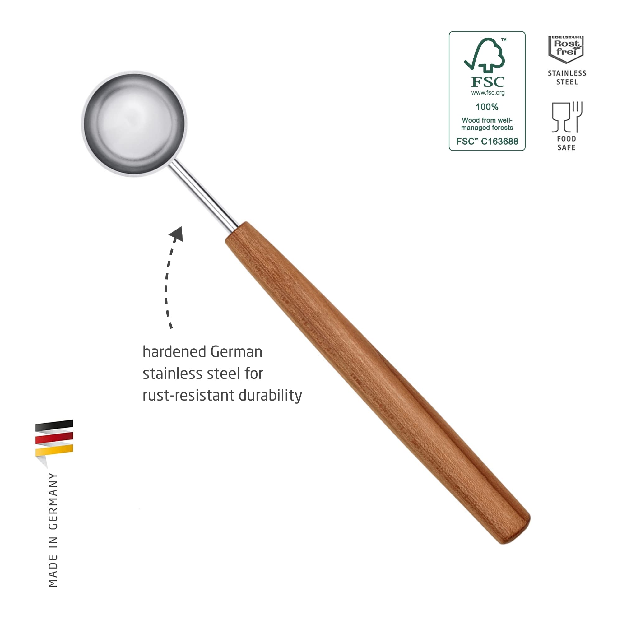 Triangle Spice Measuring Spoon 3-Piece Set ( Tsp,  Tsp & 1 Tsp) - Stainless Steel With Plum Wood Handle - Sense Collection