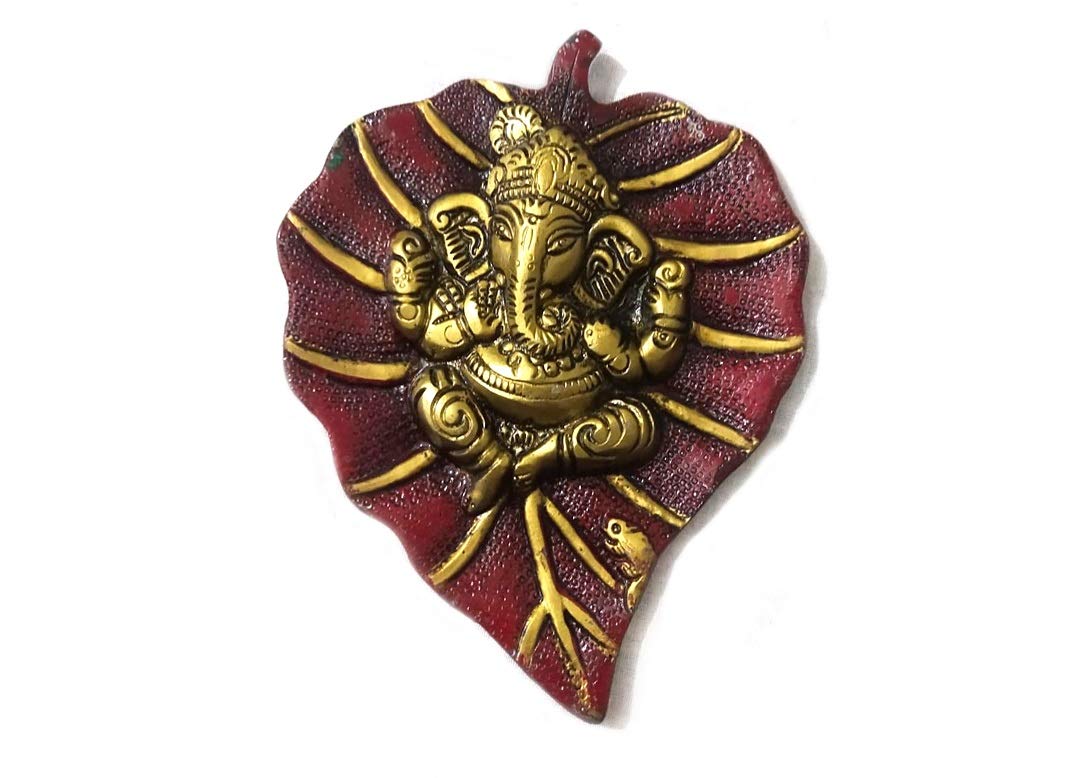 Shoppyana Metal Patta Ganesh Figurine Wall Hanging Showpiece (Red, Multicolour)