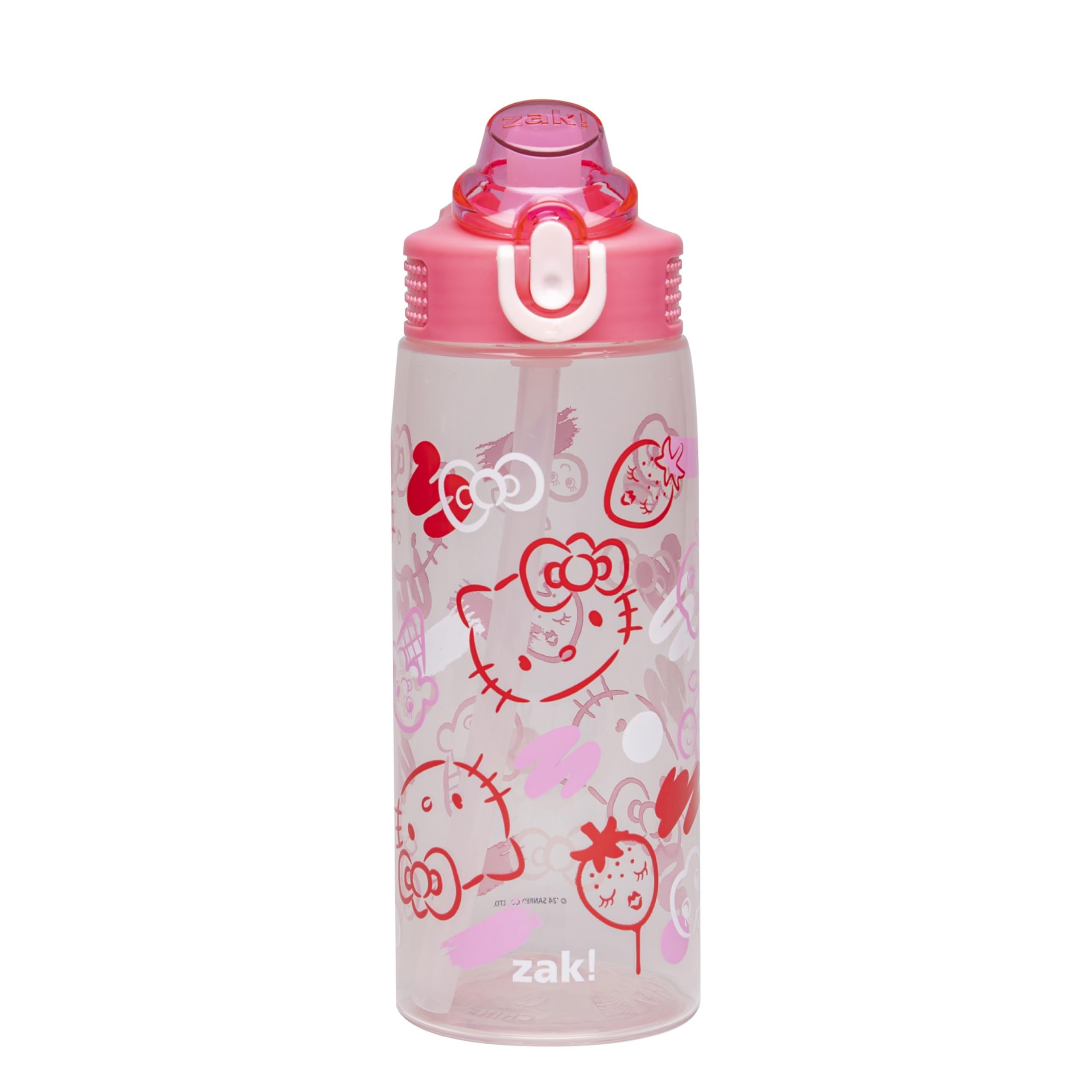 Zak Designs Sanrio Sage Water Bottle For School or Travel, 25oz Durable Plastic Water Bottle With Straw, Handle, and Leak-Proof,