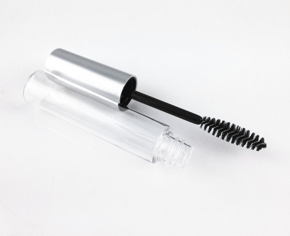 Yueton 5Pcs 10Ml Portable Empty Eyelashes Mascara Vials Bottle Tube Container With Brush For Travel And Home (Silver Cap)