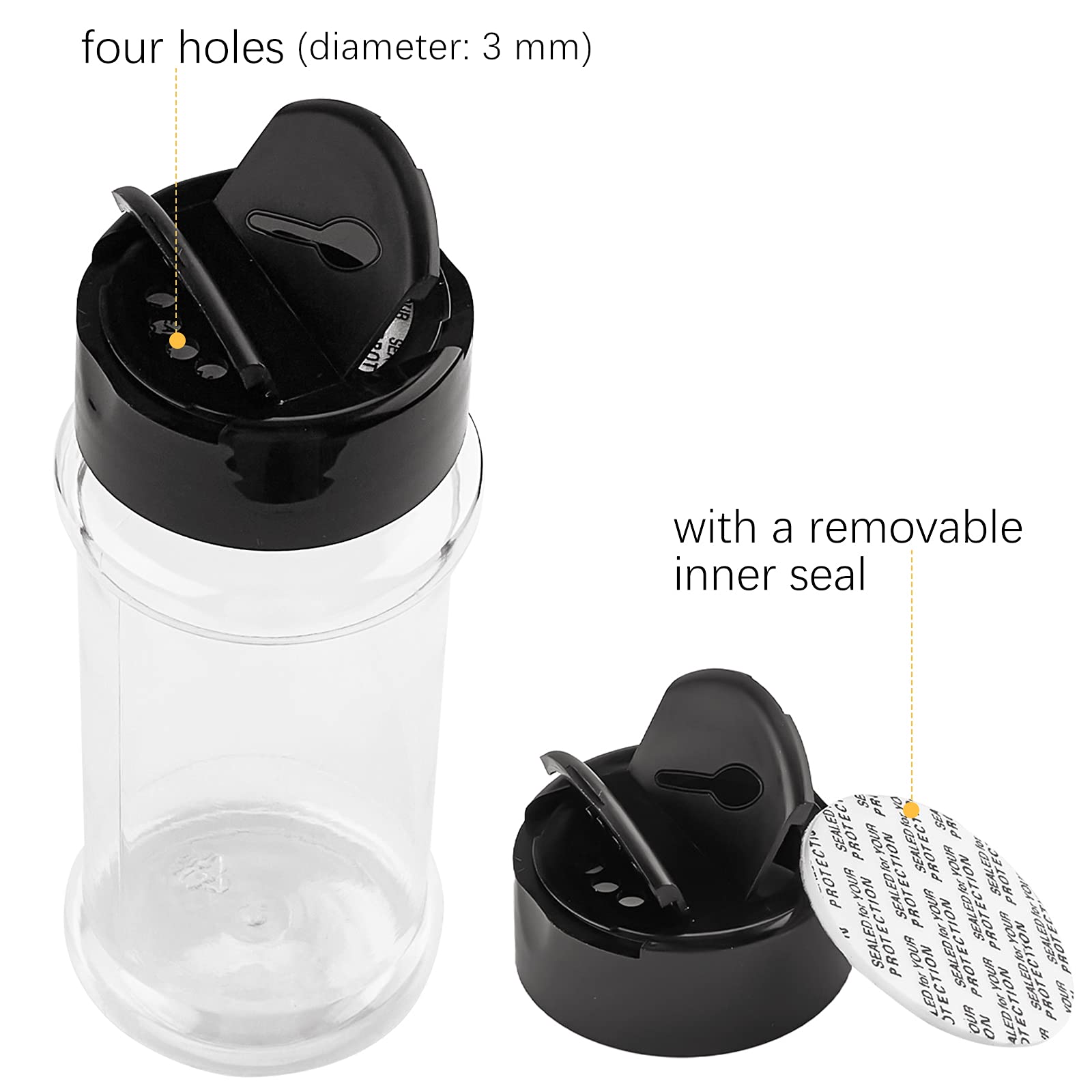 Tuzazo 3 Oz Plastic Spice Jars With Shaker Lids And Labels, 14 Pcs Clear Empty Spice Bottles Seasoning Containers For Spice, Her