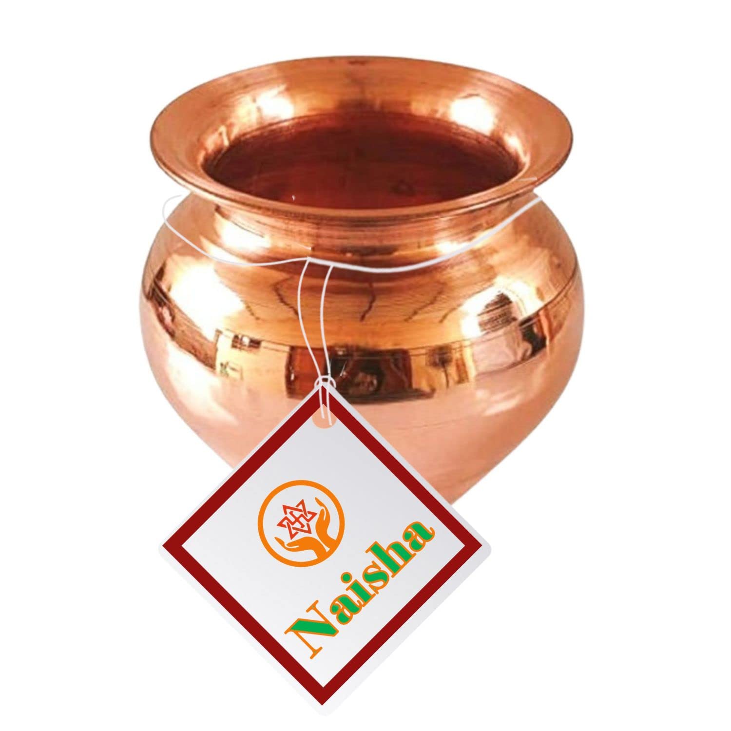 NAISHA Indian 100% Copper Kalash, Lota for Puja Wedding Purpose Temple Decoration 180 ML (7 cm, Height)