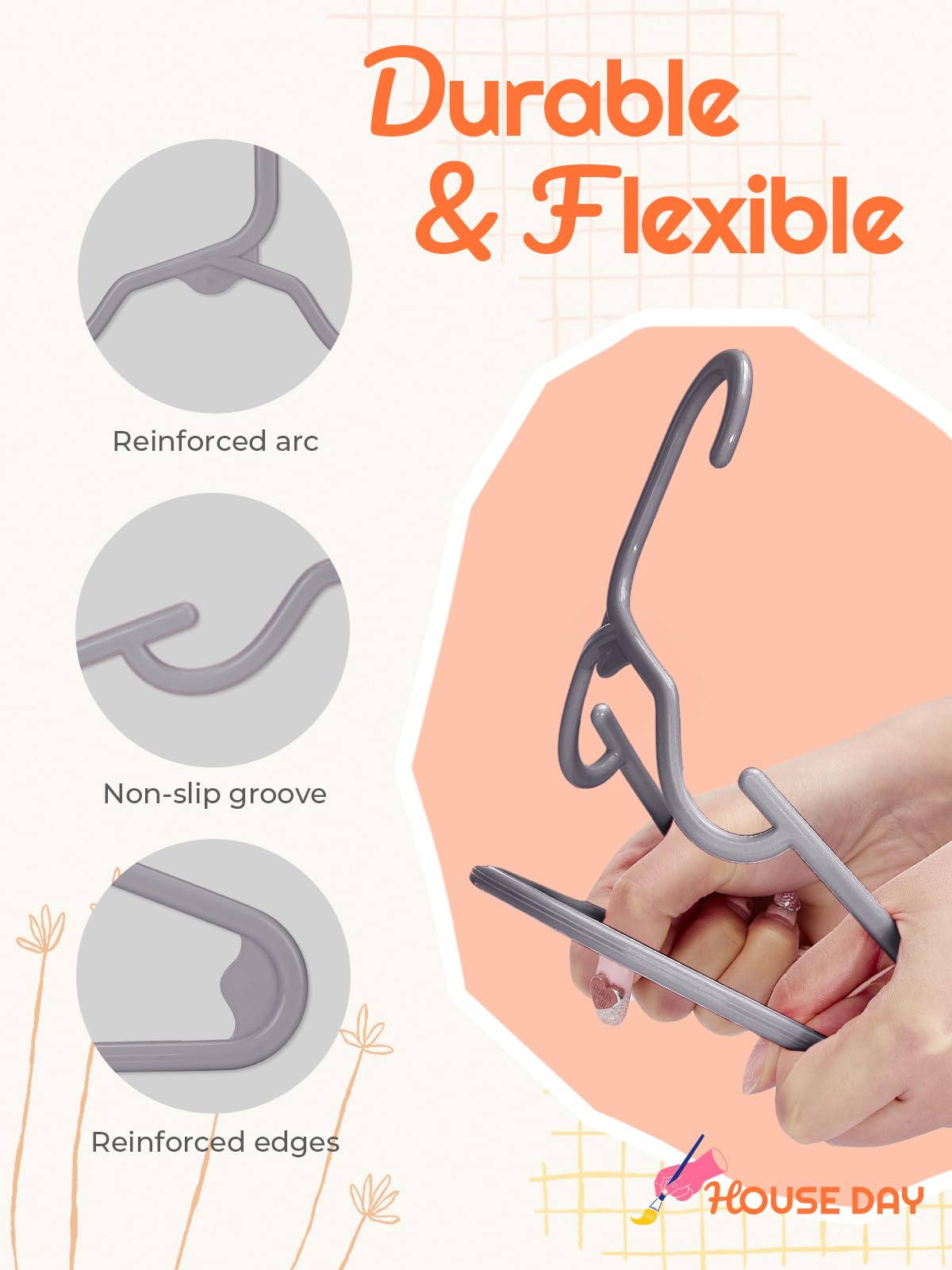 House Day Premium Baby Hangers 20 Pack, 11 Inch Kids Plastic Hangers Grey, Slim Childrens Hangers For Infant, Toddler, And Child