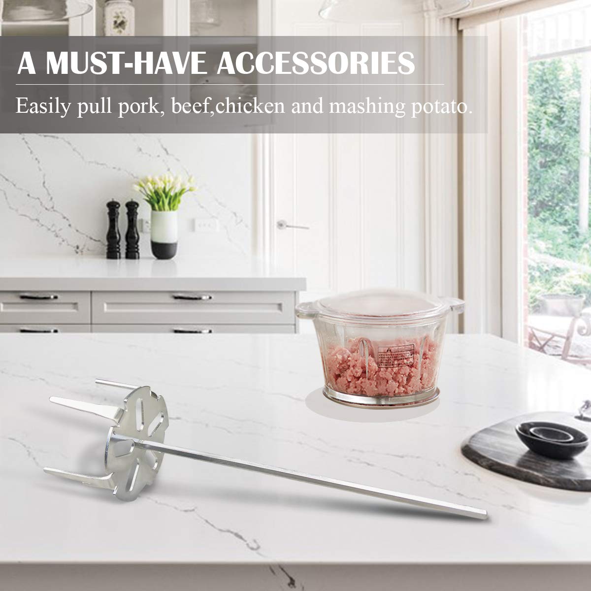 Kamaster Pork Puller Drill Attachment 304 Stainless Steel Meat Shredder Used With Standard Hand Drill For Bbq