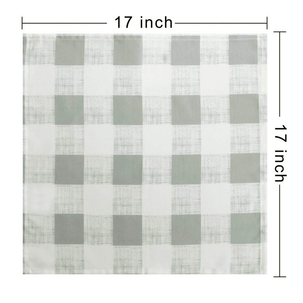 Vcvcoo Wrinkle Resistant 17 By 17 Inches Square Plaid Fabric Napkins, Set Of 4, Light Grey Checkered Cloth Napkin Perfect For Br