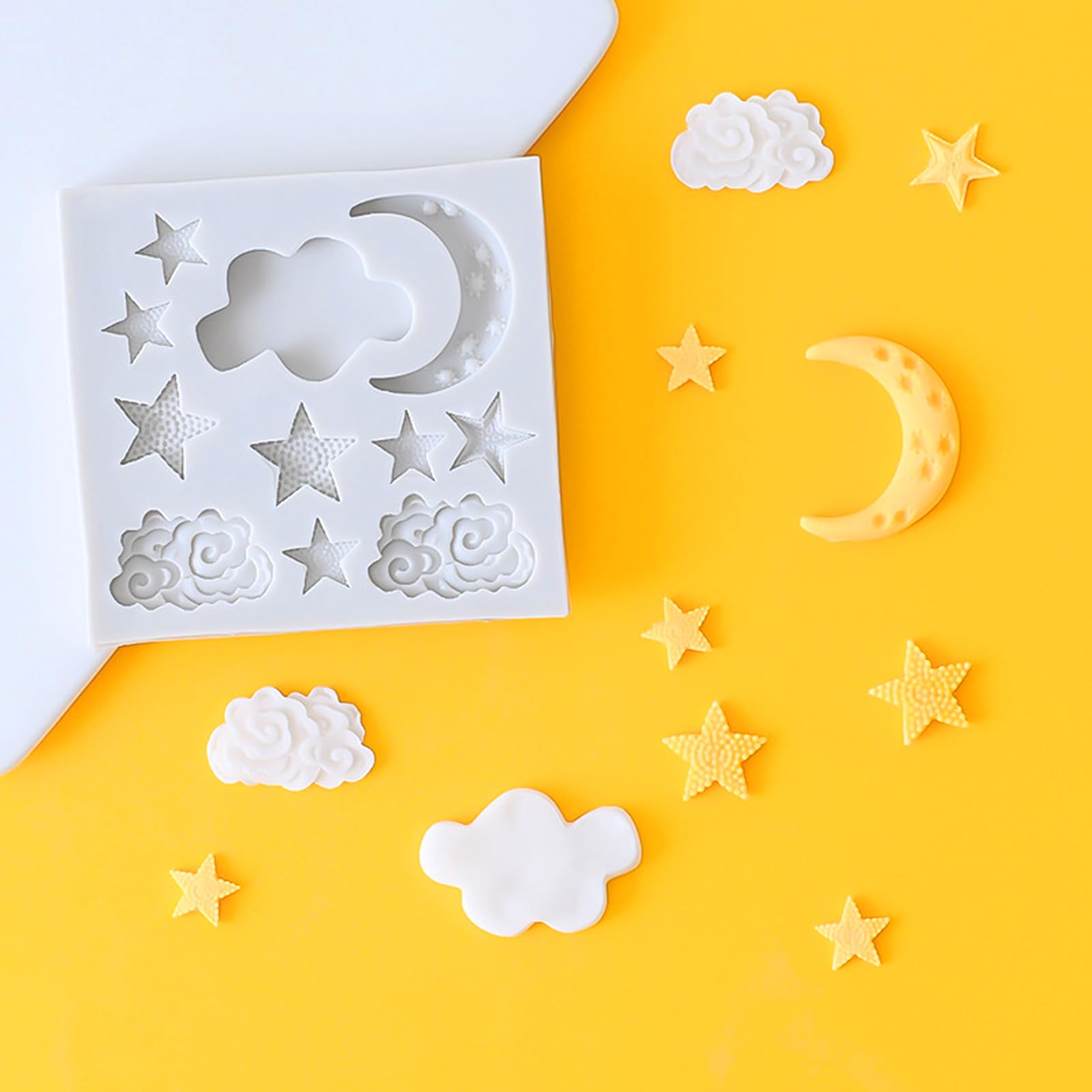 Rainbow Star Moon Clouds Shaped Silicone Fondant Molds 2Pcs Diy Candy Chocolate Decorating Mold For Cupcake Cookie Soap Candle P