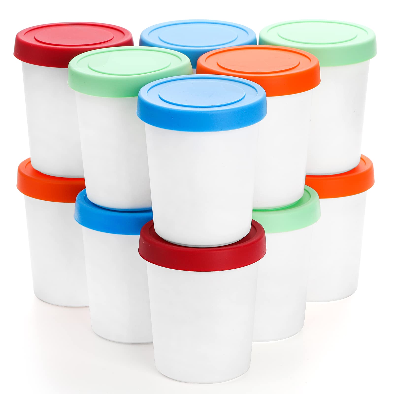 Peohud 12 Pack Mini Ice Cream Containers, 6Oz Freezer Storage Tub With Silicone Lids, Reusable Storage Container For Ice Cream,