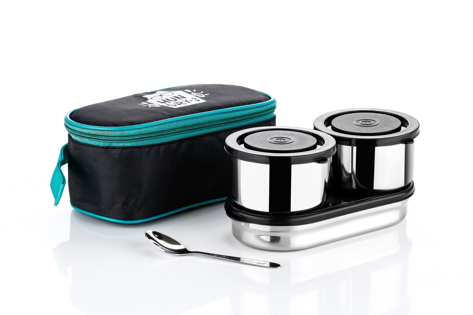 Sorriso Hungry3 Stainless Steel Lunch Box For Office With Insulated Bag | Tiffin Box With Bag 900Ml + 2 X 200Ml Containers, Spo