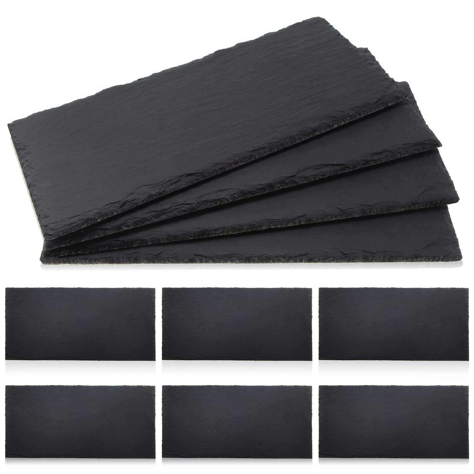 Zopeal 10 Pcs 10 x 5 Black Slate Charcuterie Boards Charcuterie Stone Plates with Natural Edge Slate Cheese Tray Serving Stone B