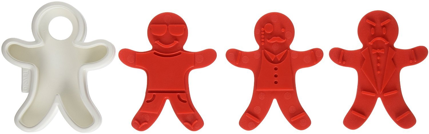 Tovolo Gingerbread Boys Templates Reverse, Dishwasher Safe, Set Of 6 Cookie Stamps With Cutter