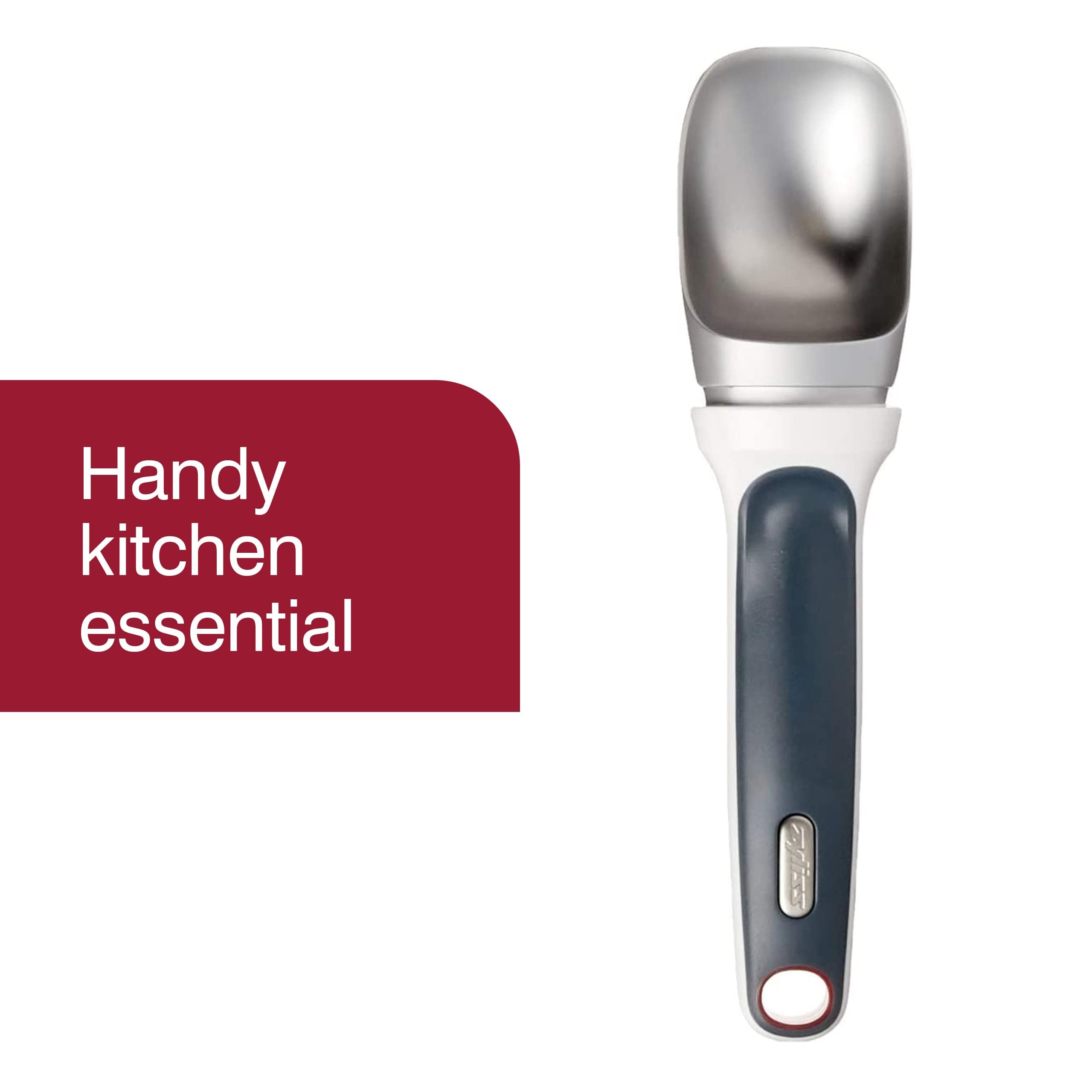 Zyliss Right Scoop Ice Cream Scoop - Ergonomic  Dishwasher-Safe Ice Cream Scooper Perfect for Gelato  Sorbet  Frozen Yogurt & More - Grey
