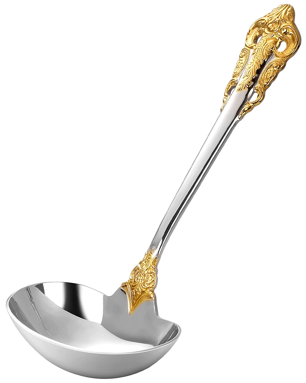 Keawell Luxury Gravy Ladle, 18/10 Stainless Steel, Gold Accent, Small Gravy Spoon For Home. Solid And Sturdy, Dishwasher Safe (1
