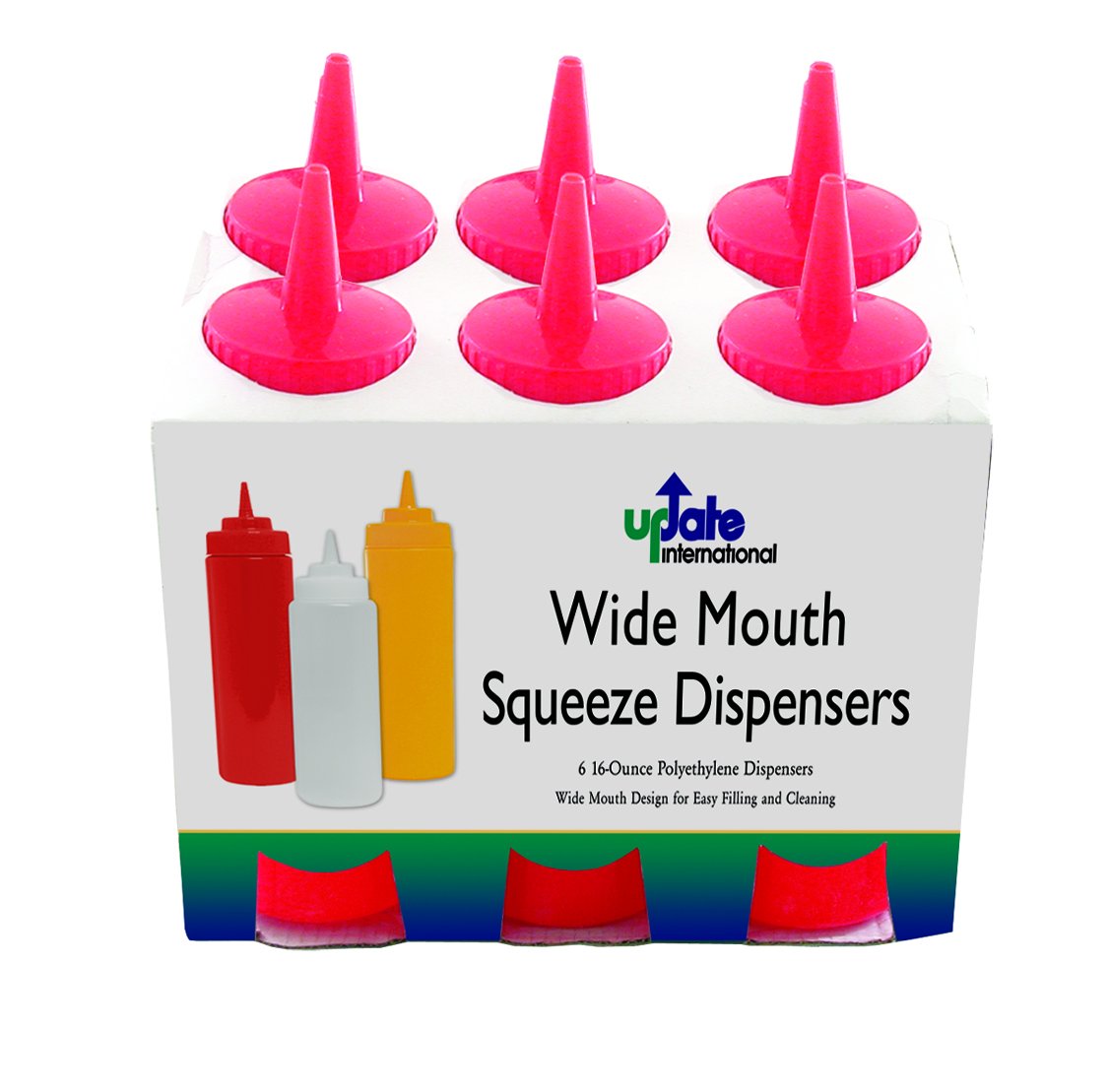 Update International Sbc-32W Squeeze Bottle, 32 Oz., Wide Mouth, Clear, (6/Pack)