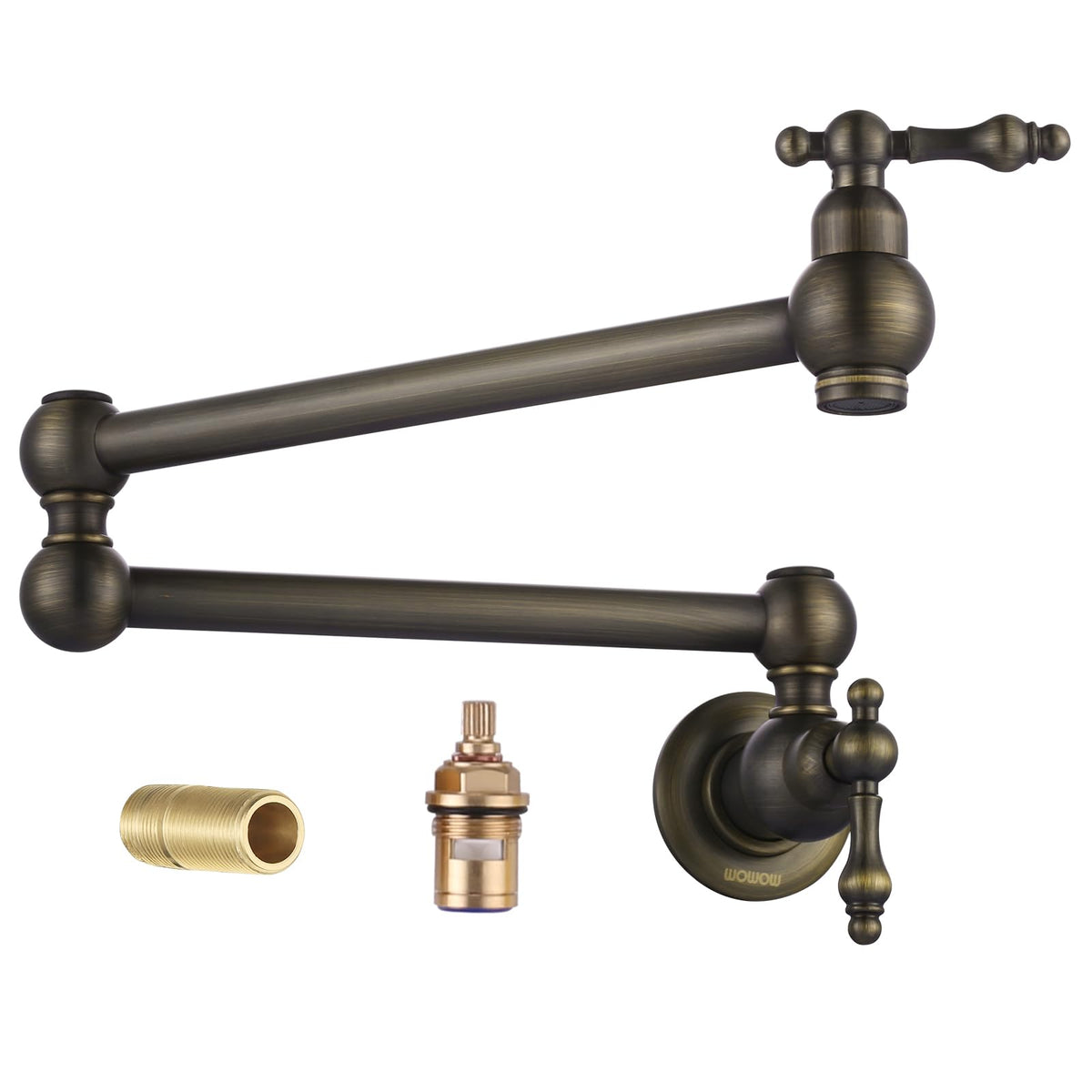 Pot Filler Faucet Antique Bronze Stove Faucet, Wowow Solid Brass Kitchen Sink Pot Filler Faucet Wall Mount Folding Faucet, Vinta