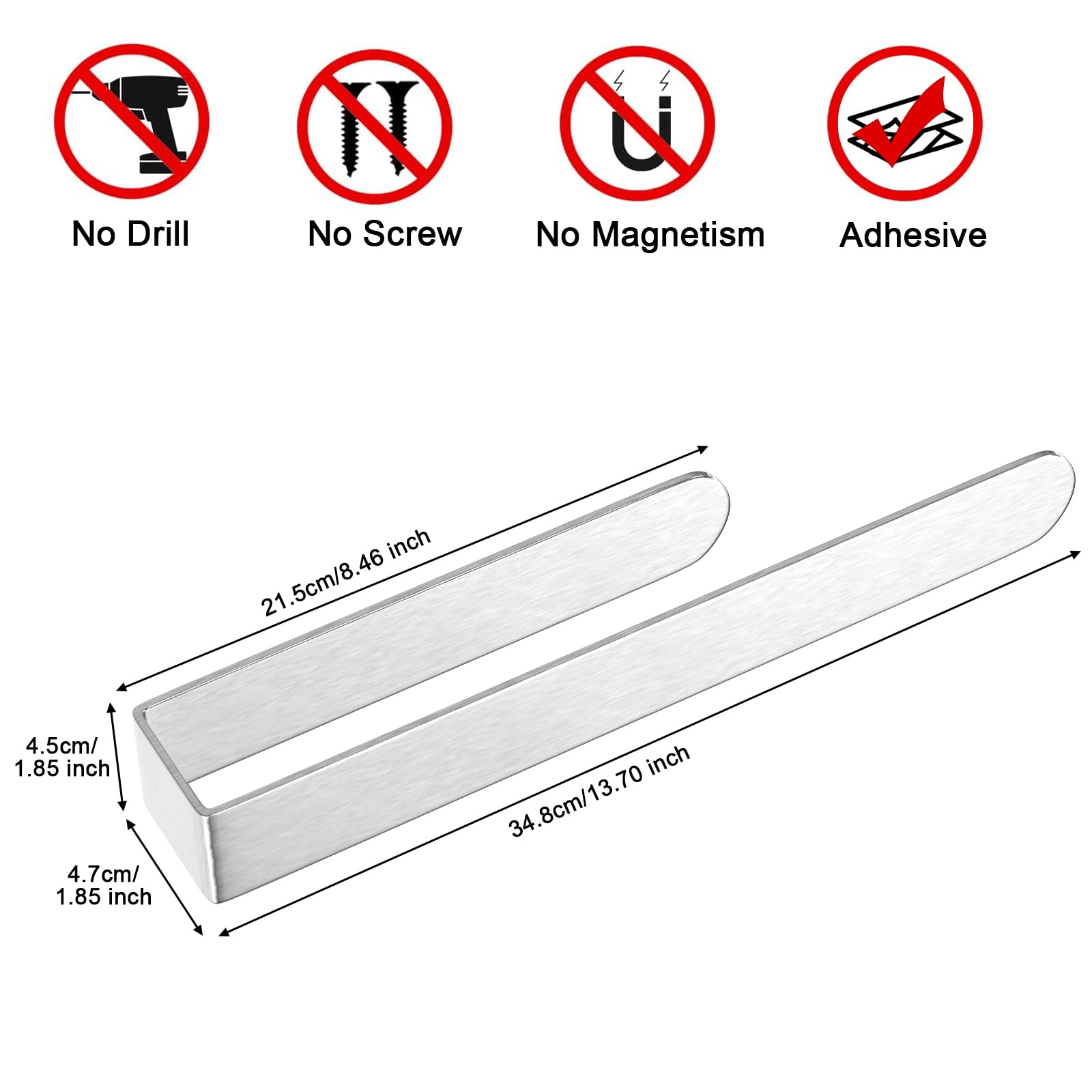 Hufeeoh Hand Towel Holder, Self Adhesive Towel Bar Towel Holder For Kitchen Cabinet, Sus 304 Stainless Steel Bath Towel Holder S