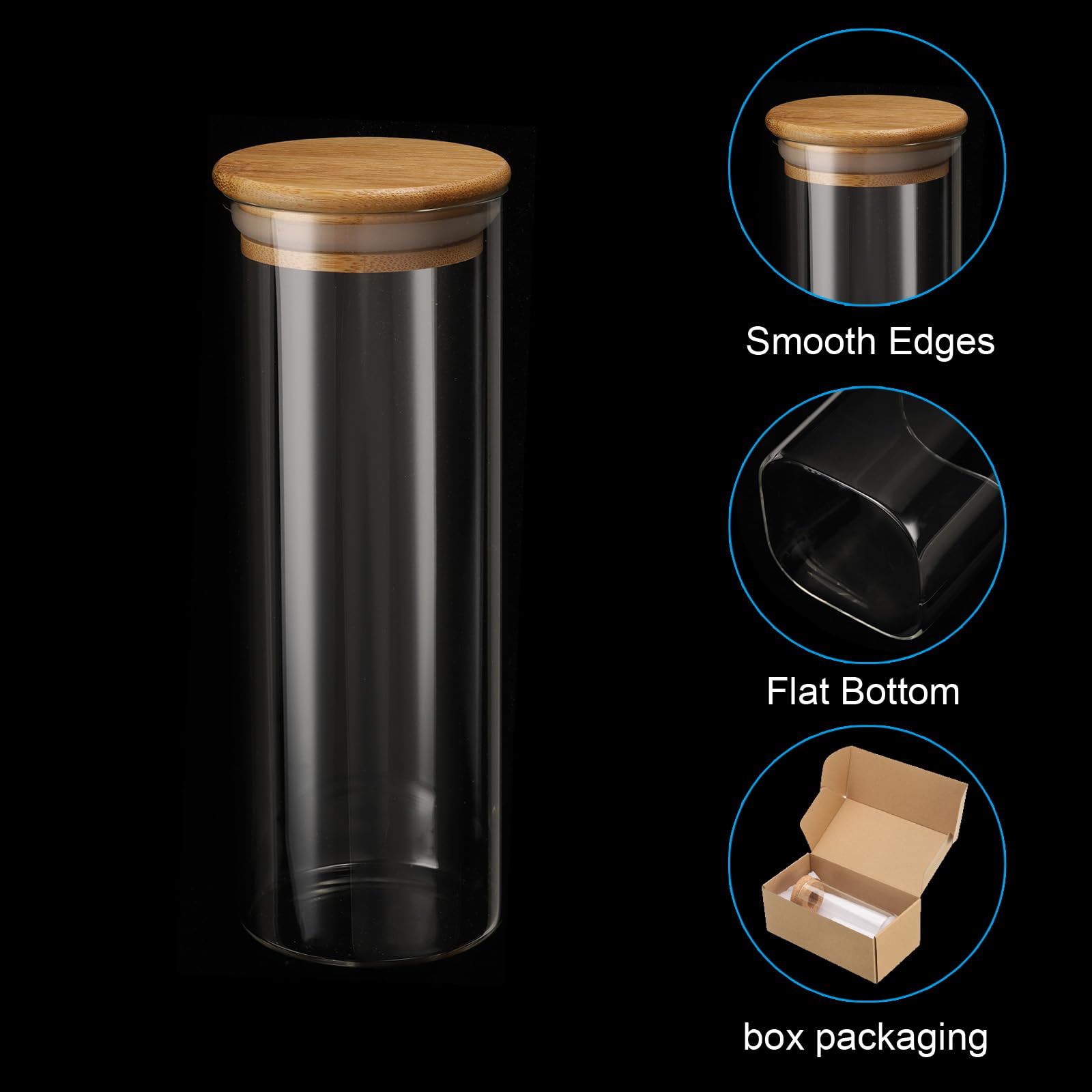 Patikil 17 Oz Glass Jar With Airtight Bamboo Lid, 2 Pack Glass Kitchen Container Clear Food Storage Jar For Nuts Sugar Coffee Be