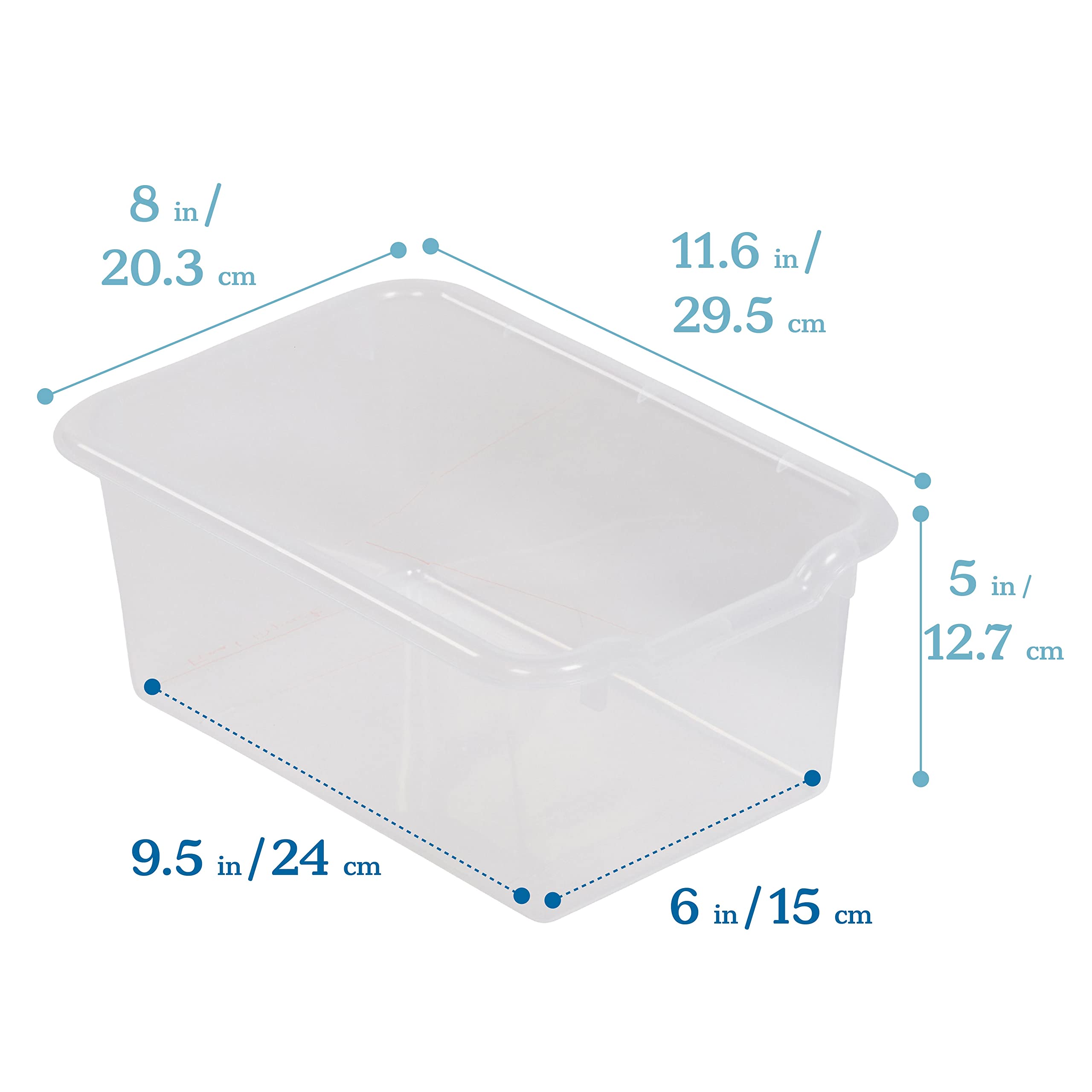 Ecr4Kids Scoop Front Storage Bin, Multipurpose Organization, Clear, 20-Piece
