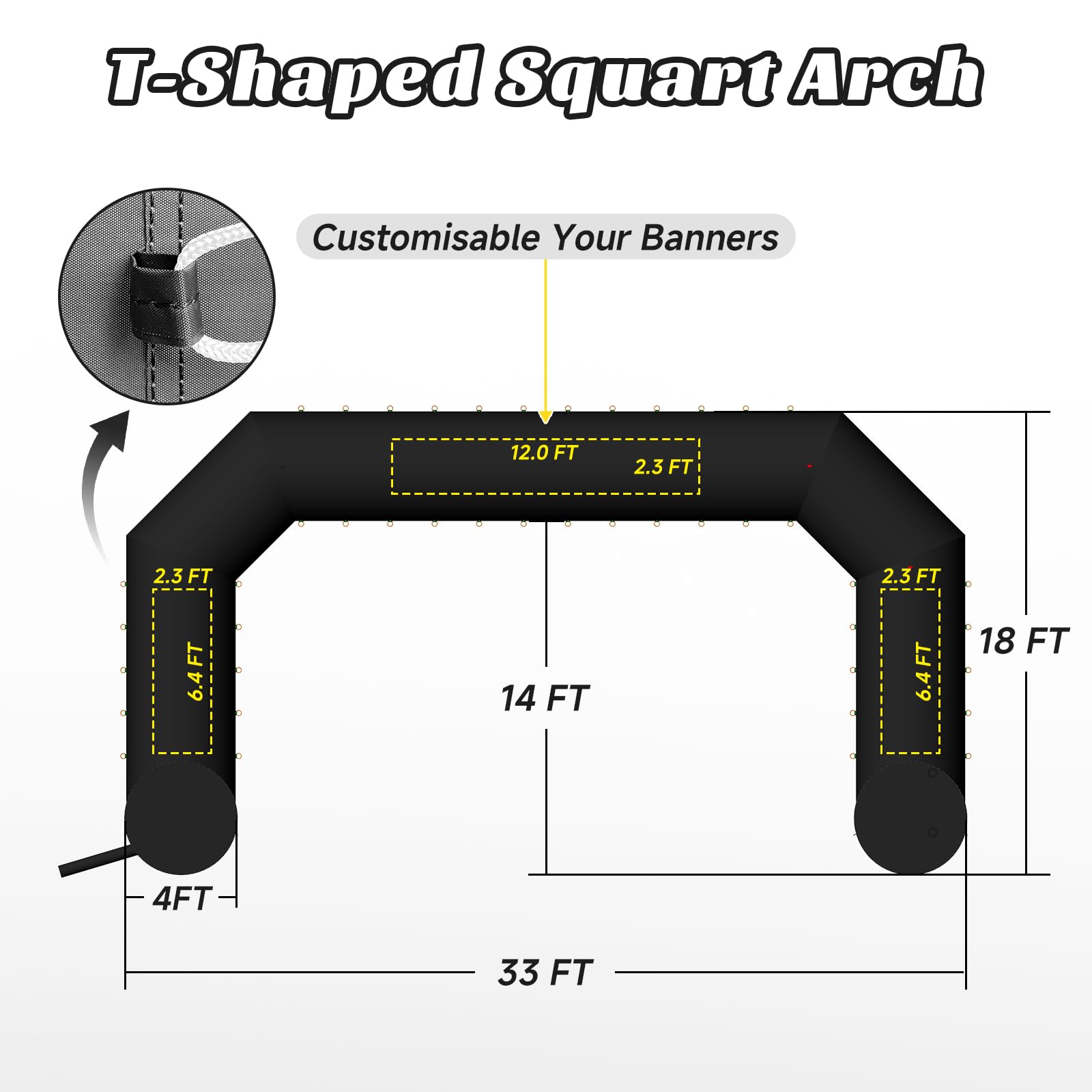 Cinnliy 33Ft Inflatable Archway,Black Inflatable Start and Finish Arch Outdoor,Sport Blow up Arch Inflatable for Race Outdoor Sp
