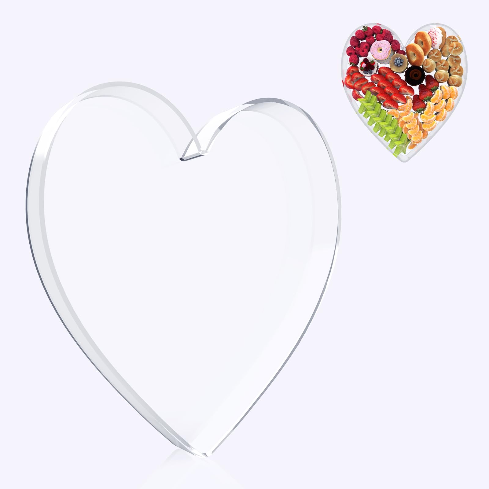 11 Acrylic Heart Shaped Charcuterie Board, Heart Plates for Dessert Appetizer Display, Love Serving Tray for Valentines Day Birt