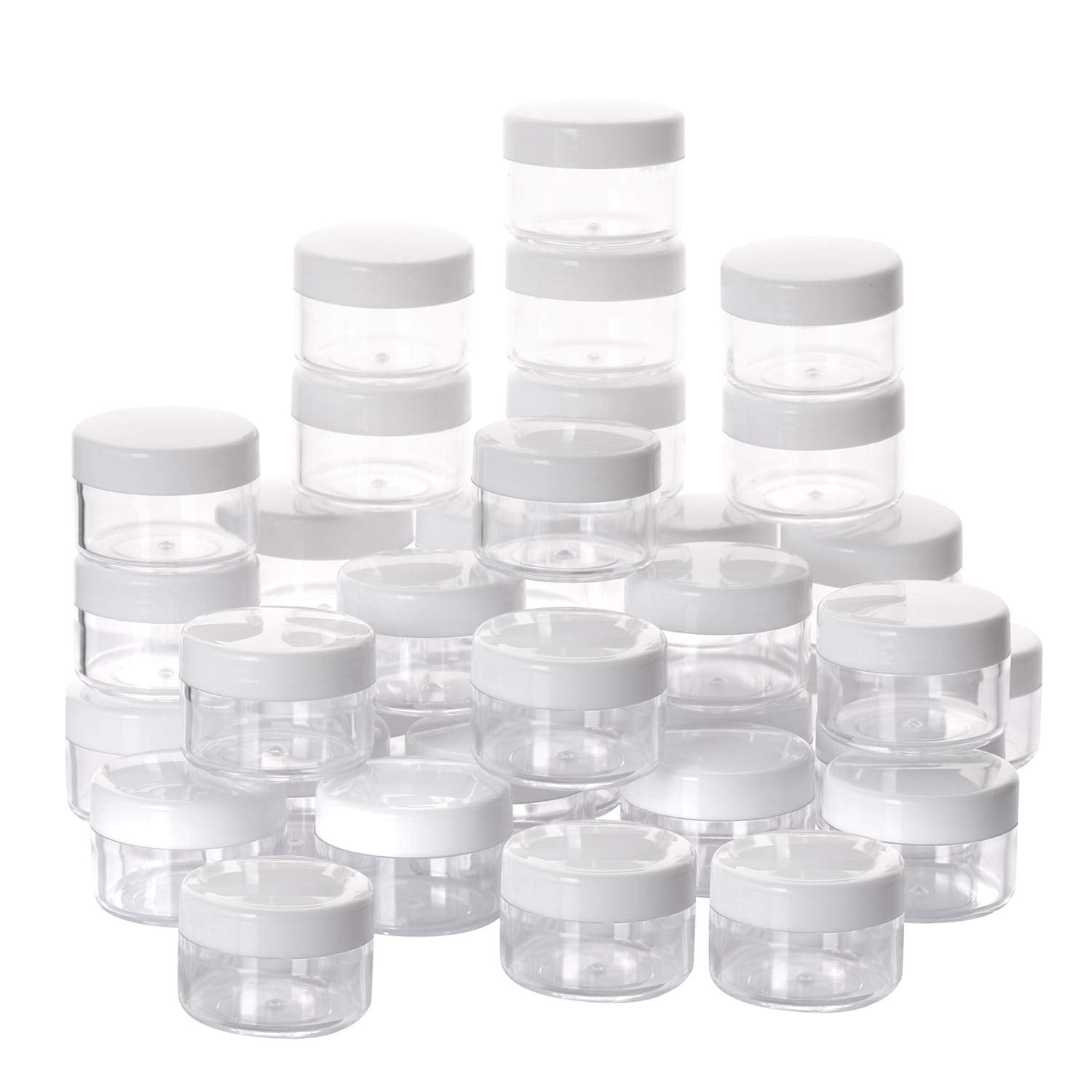 100 Count Empty Makeup Jars 15G Cosmetic Containers With Lids Leak Proof Sample Containers Refillable Plastic Containers - White
