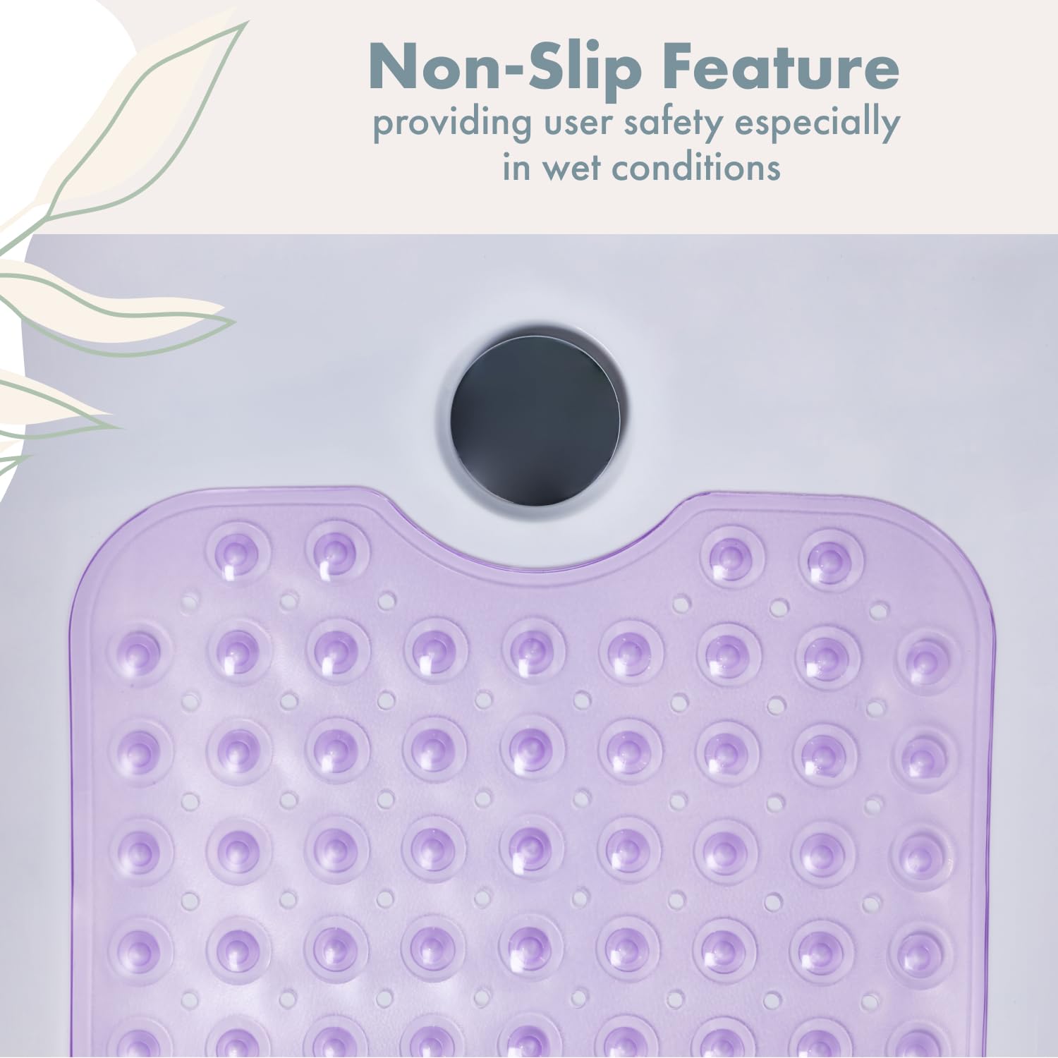 TranquilBeauty Non-Slip Bath Mat with Suction Cups | Purple 100x40cm/40x16in Extra Long Bathtub Mats | Machine-Washable  Latex-Free | Shower Mat Ideal for Elderly & Children