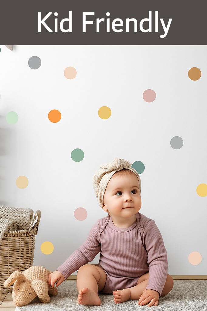 2-inch Polka Dot Wall Decals For Girls Bedroom Featuring 150 Neutral Boho Rainbow Wall Decal Stickers for Wall  Perfect For Boho Nursery and Boho Rainbow Classroom Decor  These Peel an(Boho Rainbow)