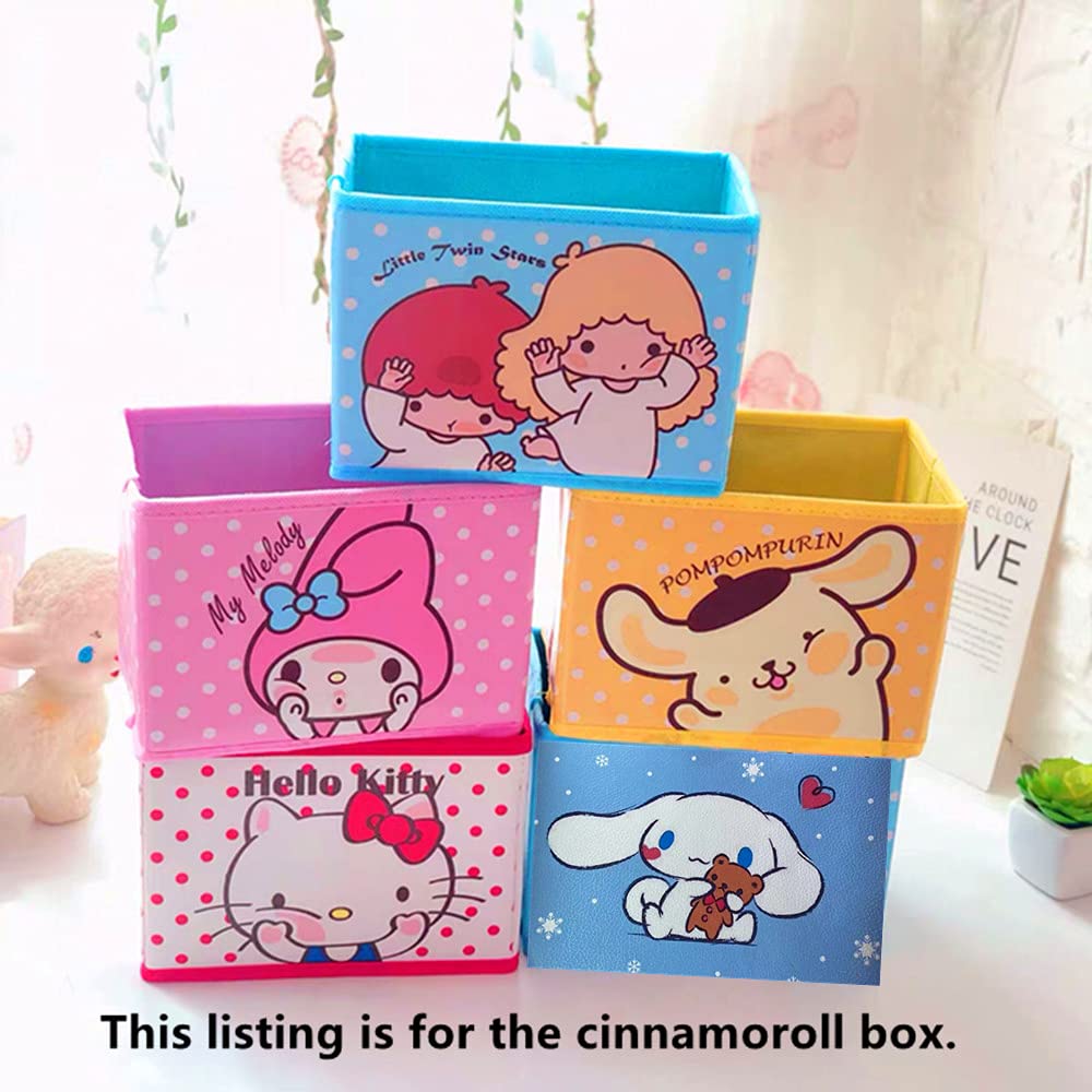 Kerr'S Choice Collapsible Storage Bin Kawaii Storage Box Blue Foldable Baskets | Kawaii Office Desk Room Decoration Cute Room De