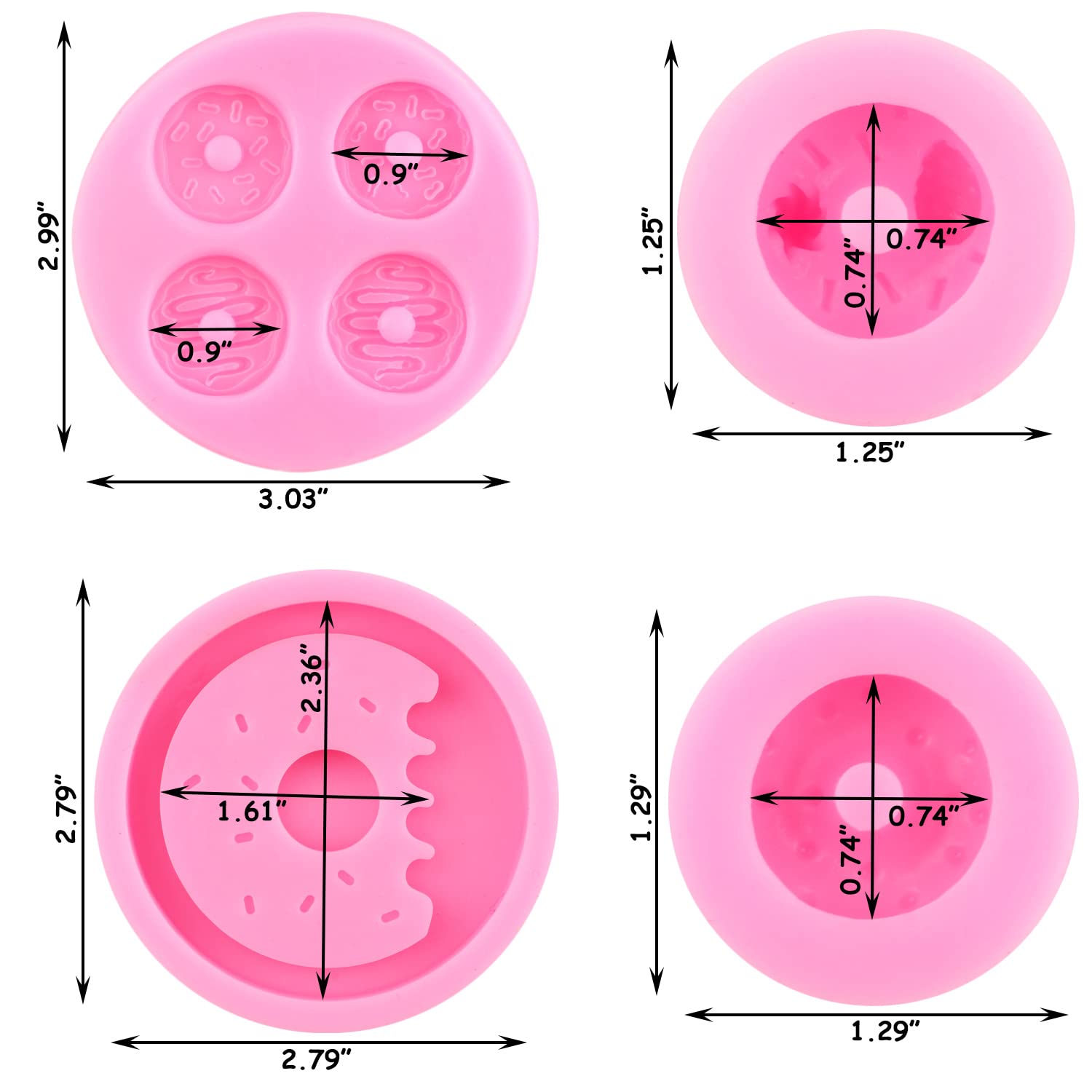 Zixiang Donut Silicone Mold Doughnut Fondant Molds For Cake Decorating Cupcake Topper Gummy Candy Chocolate Gum Paste Polymer Cl