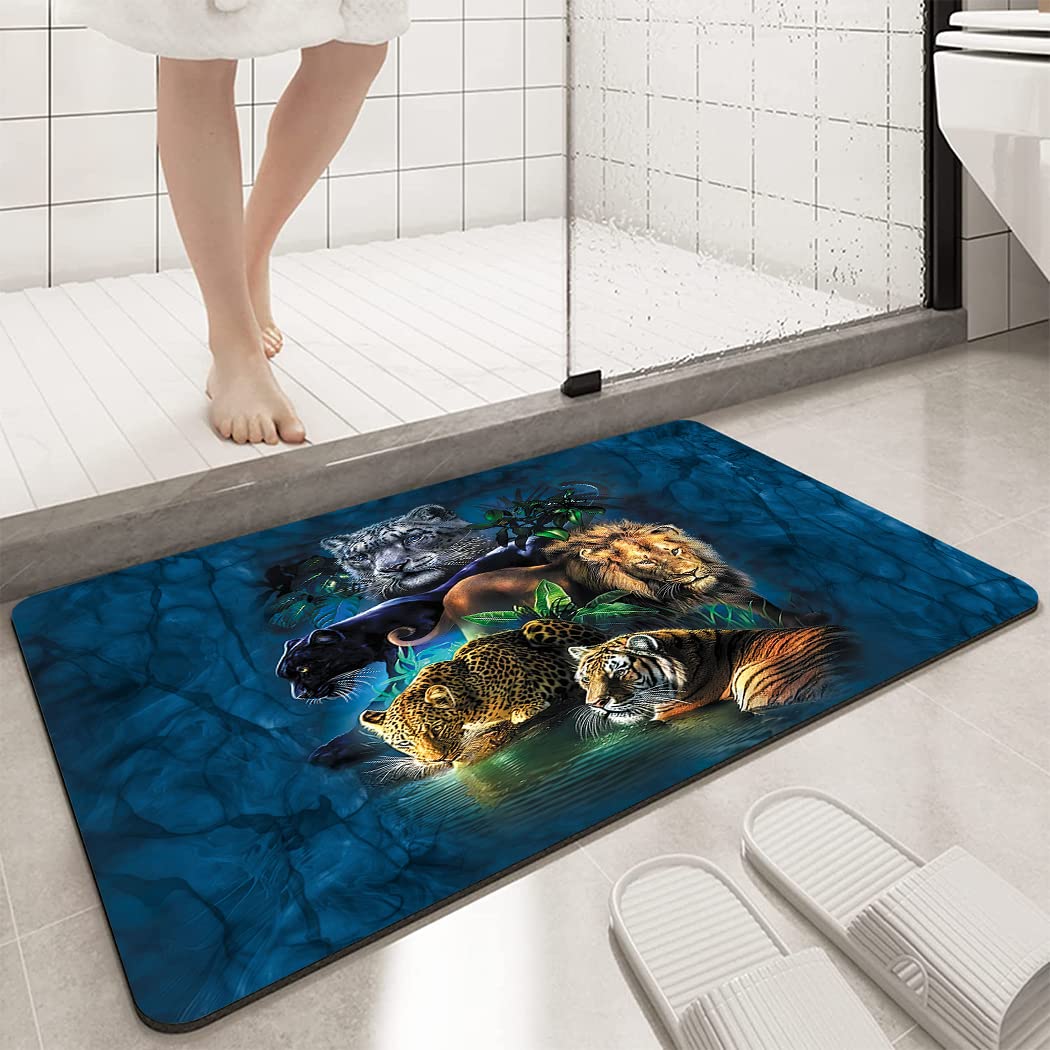 Ohtmtho 17''X24'' Bathroom Rugs Non Slip Washable Bath Mat Small Door Floor Mat Printed With Colorful Seaside Elephants