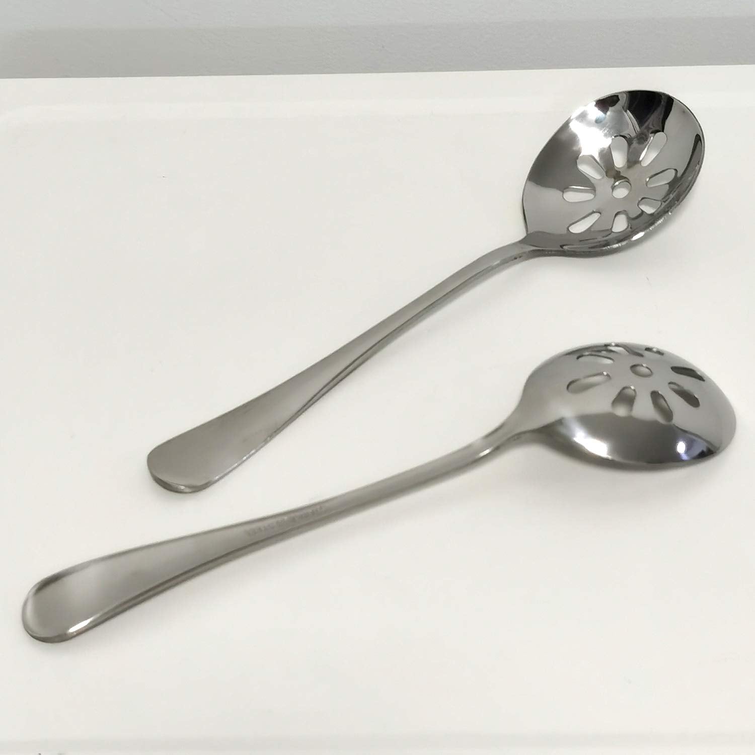 Goeielewe 2-Pack Soup Slotted Serving Spoon 7.7-Inch Stainless Steel Colander Spoon For Buffet, Dinner, Restaurants, Kichen (Slo