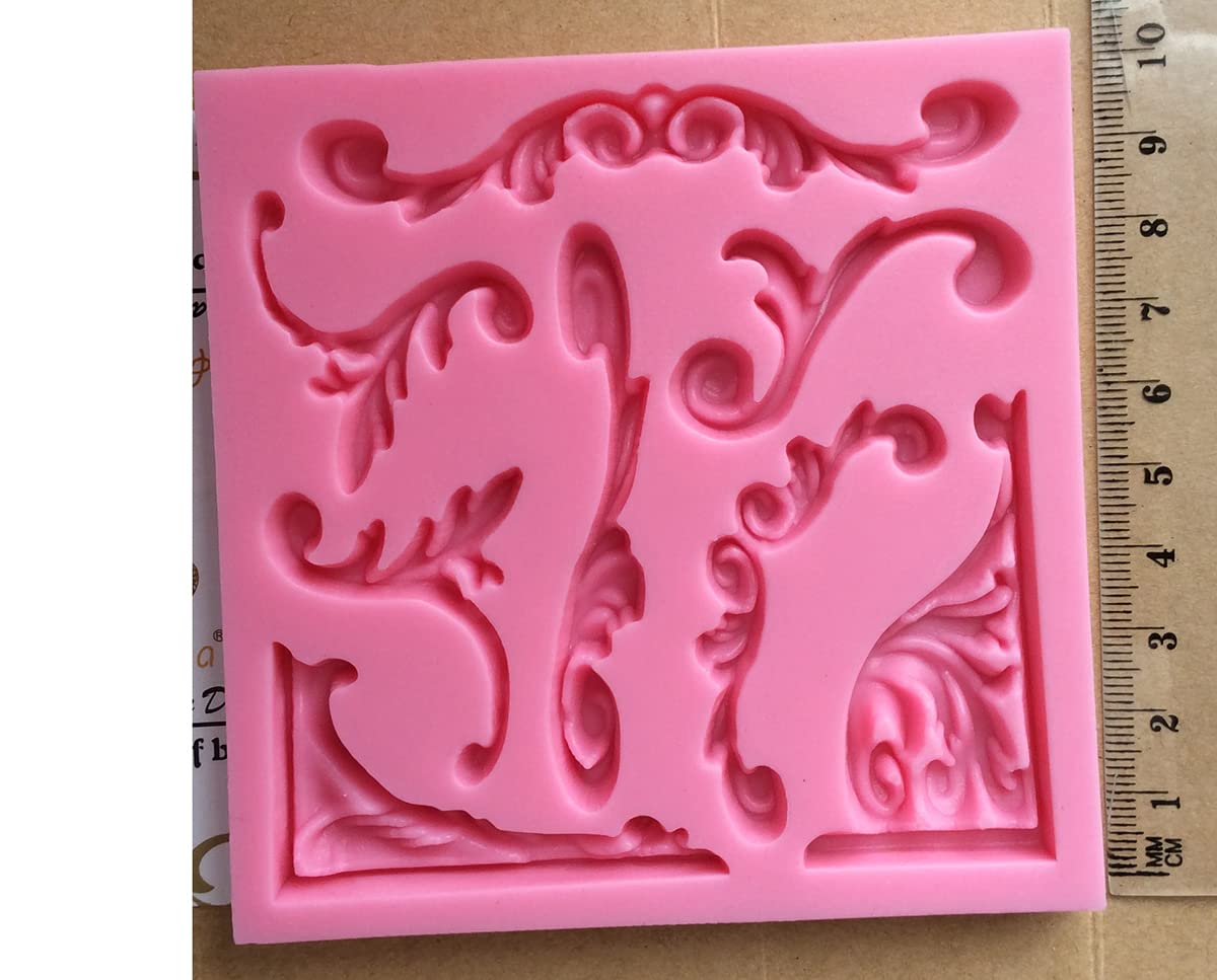 Anyana Scroll Sculpted Sugarcraft Silicone Mold 3D Retro Palace Gumpaste Cake Decorating Baroque Fondant Cupcake Decotions