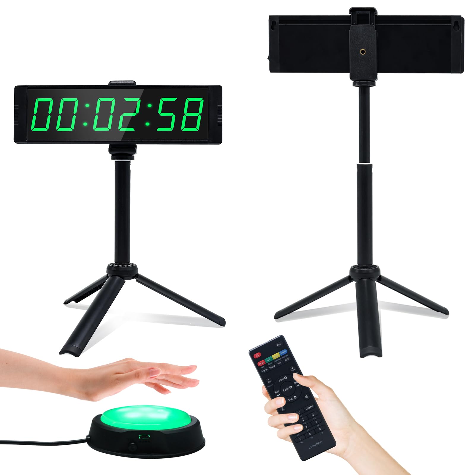 YZ Gym Timer Clock for Home Gym, Fitness Timer with Stopwatch Button, Large Digital Stopwatch Countdown Clock, 12/24H Digital Wa