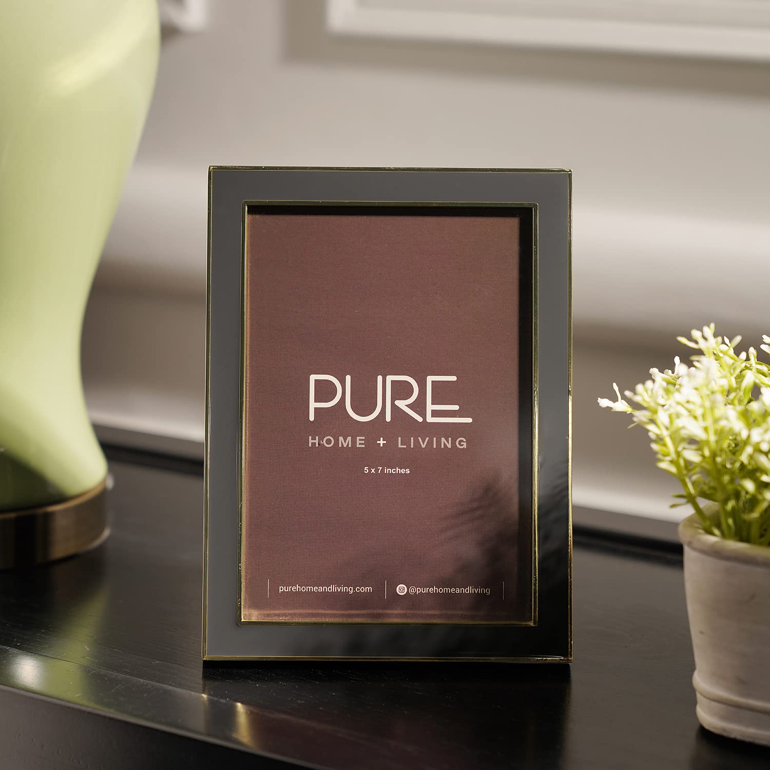 Pure Home + Living Large Gold Plated Grey Photo Frame, Tabletop Photo Frame,Decorative Picture Frames For Home Dcor, Office Desk