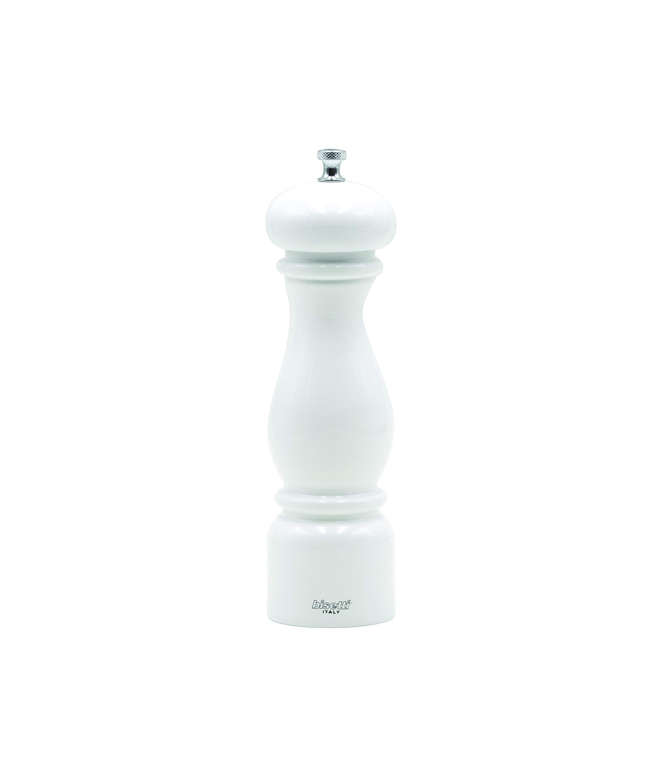Bisetti Firenze 8.66 Inch White Lacquered Pepper Mill With Adjustable Grinder