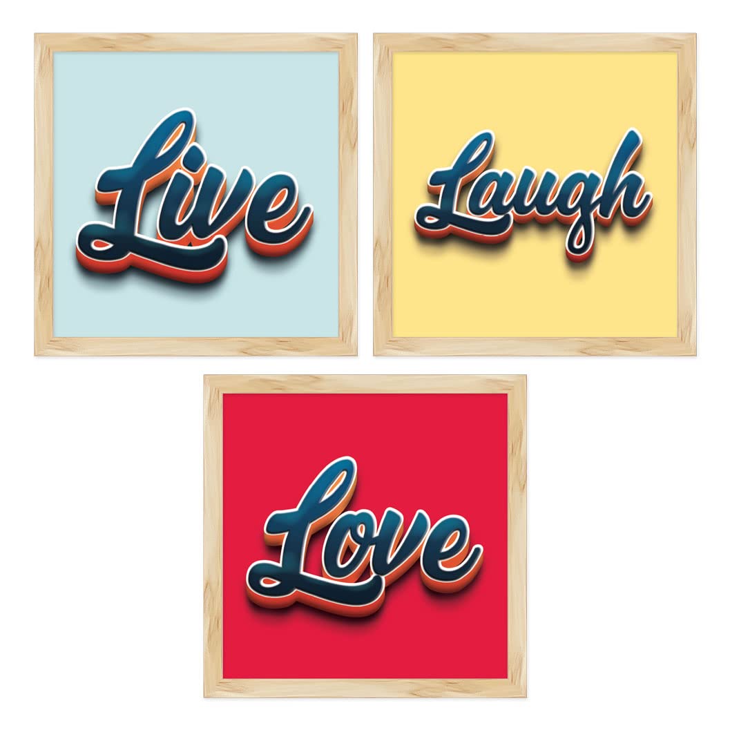 Artx Live Love Laugh Home Decor Wall Art, Small Size, 9.5 X 9.5 Inches Each, Wall Decor For Living Room, Multicolor, Contemporar