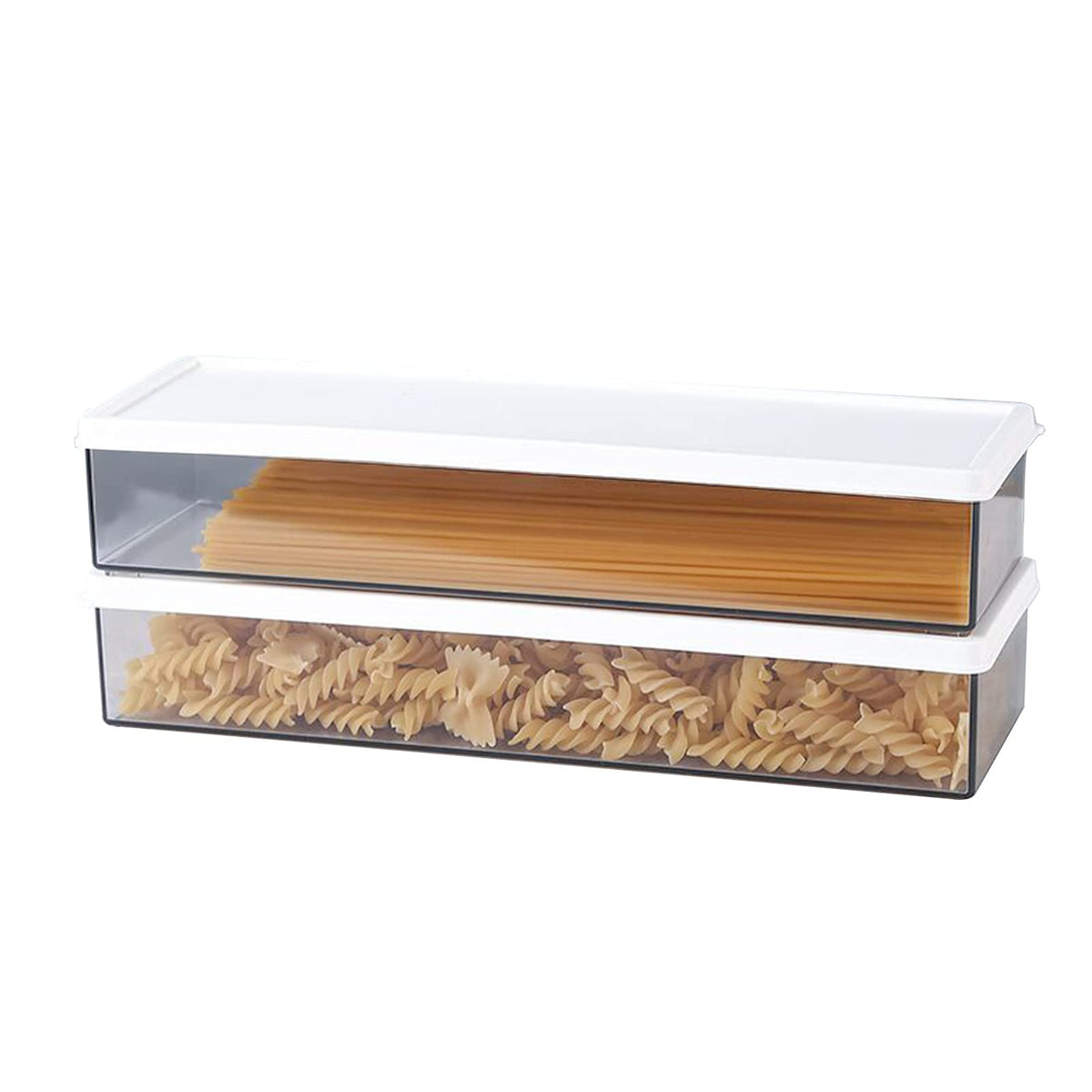 Set Of 2 Pcs Clear Plastic Pasta Storage Containers With Lid, Rectangular Spaghetti Storage Containers, For Kitchen Pantry Organ